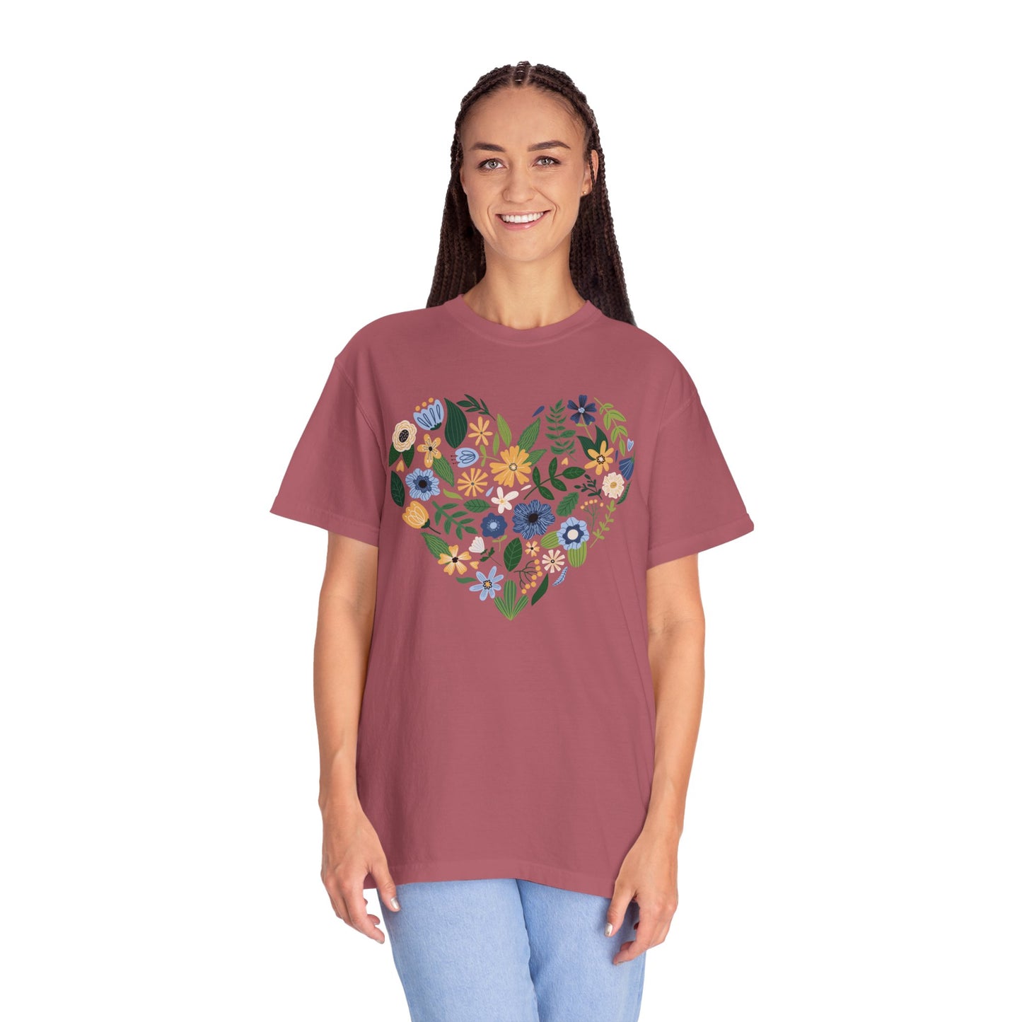 Blue Flowers Heart - Comfort Colors Shirt