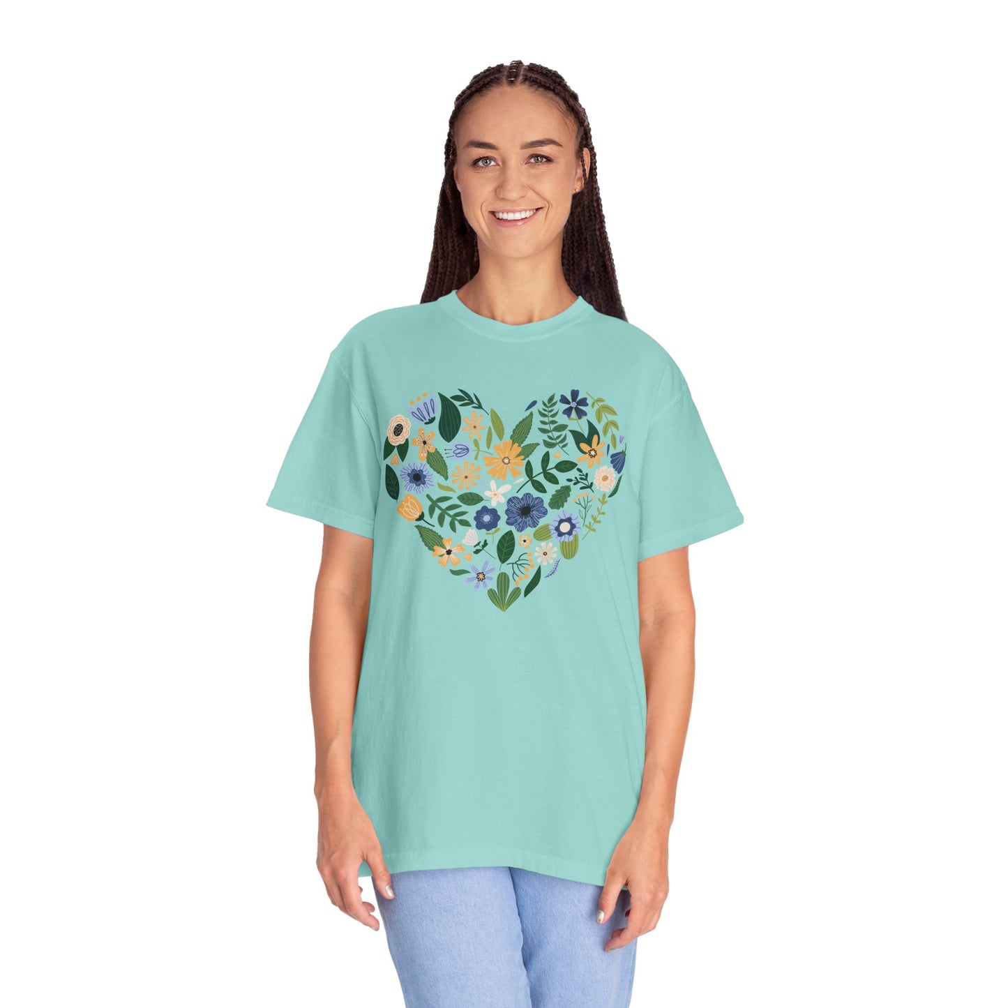 Blue Flowers Heart - Comfort Colors Shirt