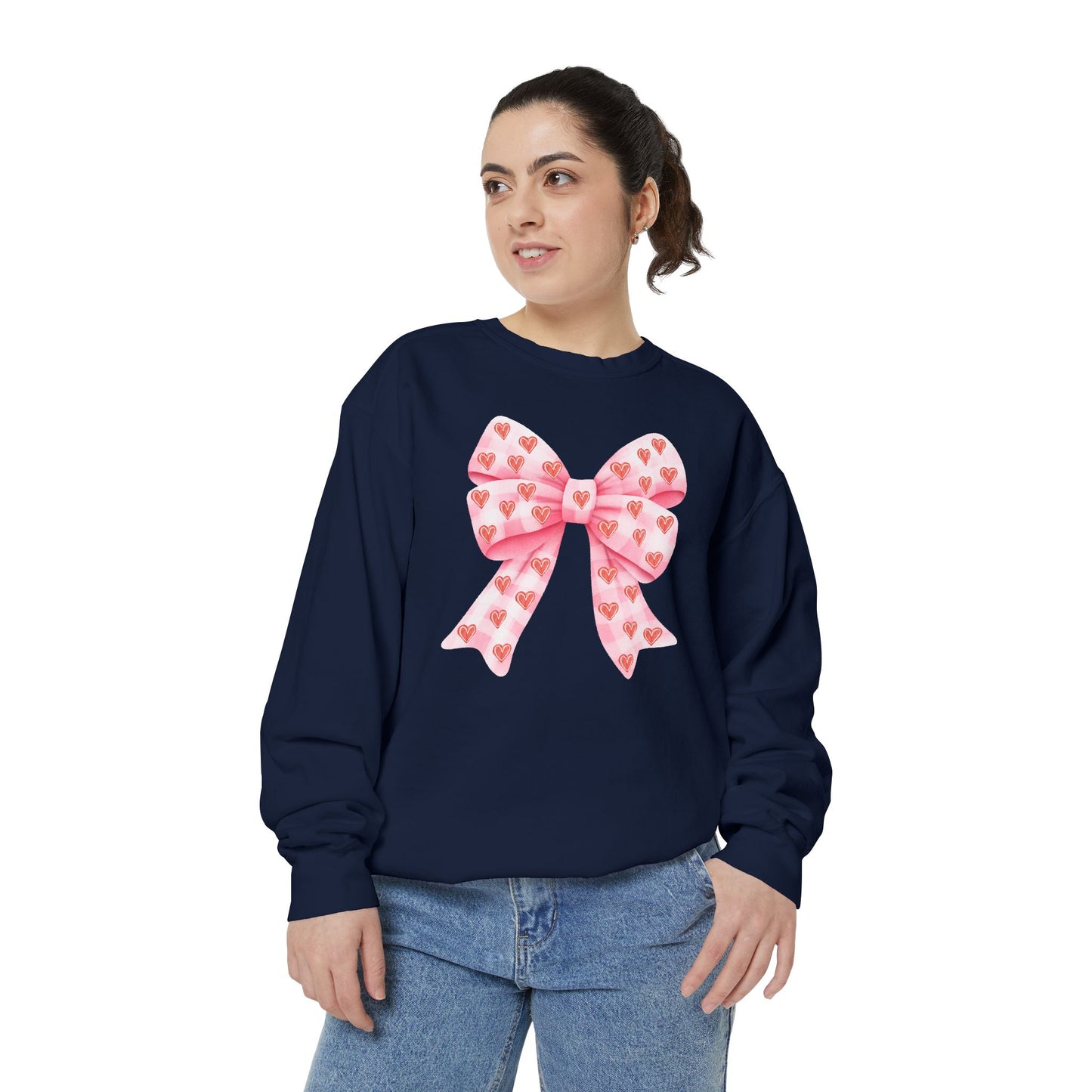 Pink Bow & Hearts - Comfort Colors Sweatshirt