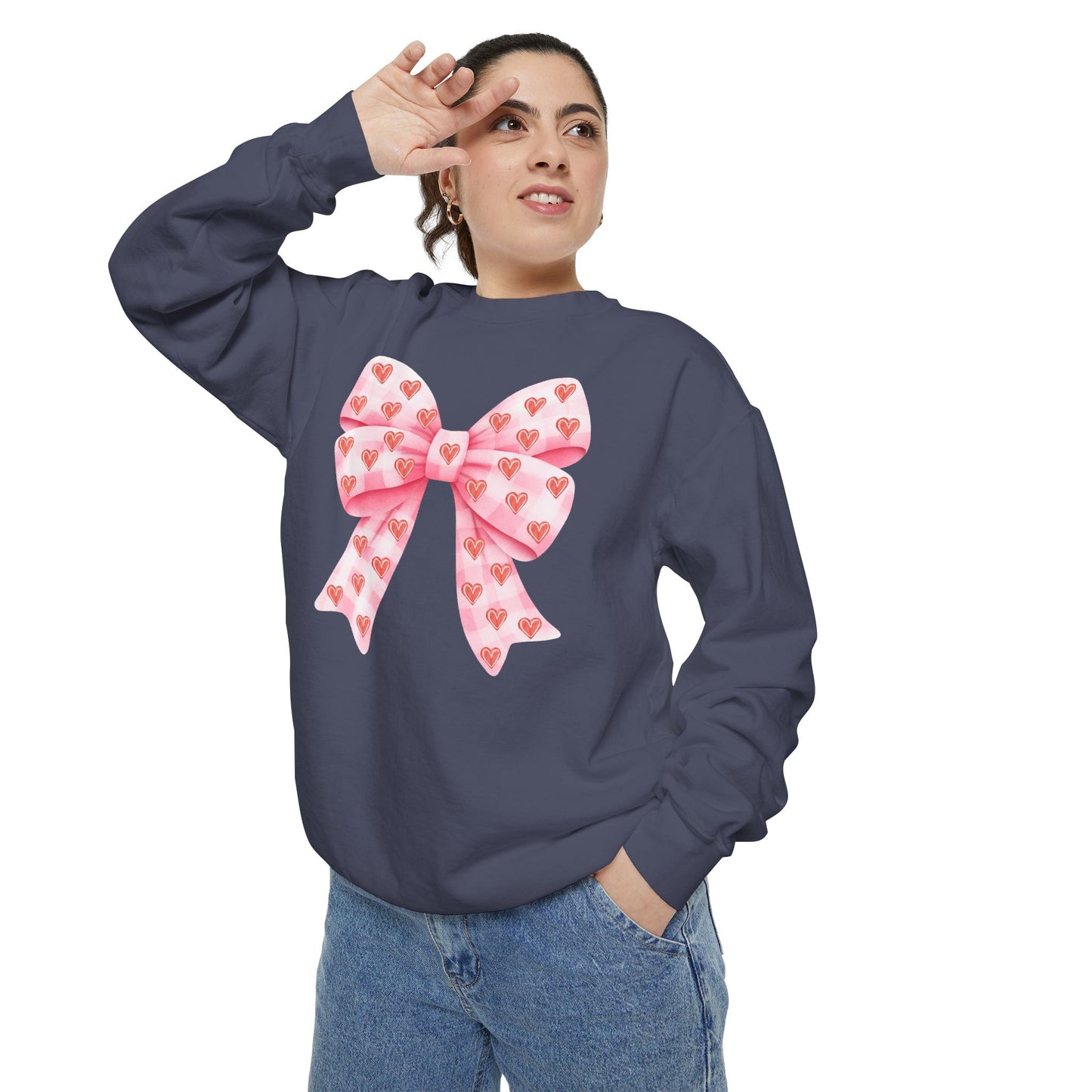 Pink Bow & Hearts - Comfort Colors Sweatshirt