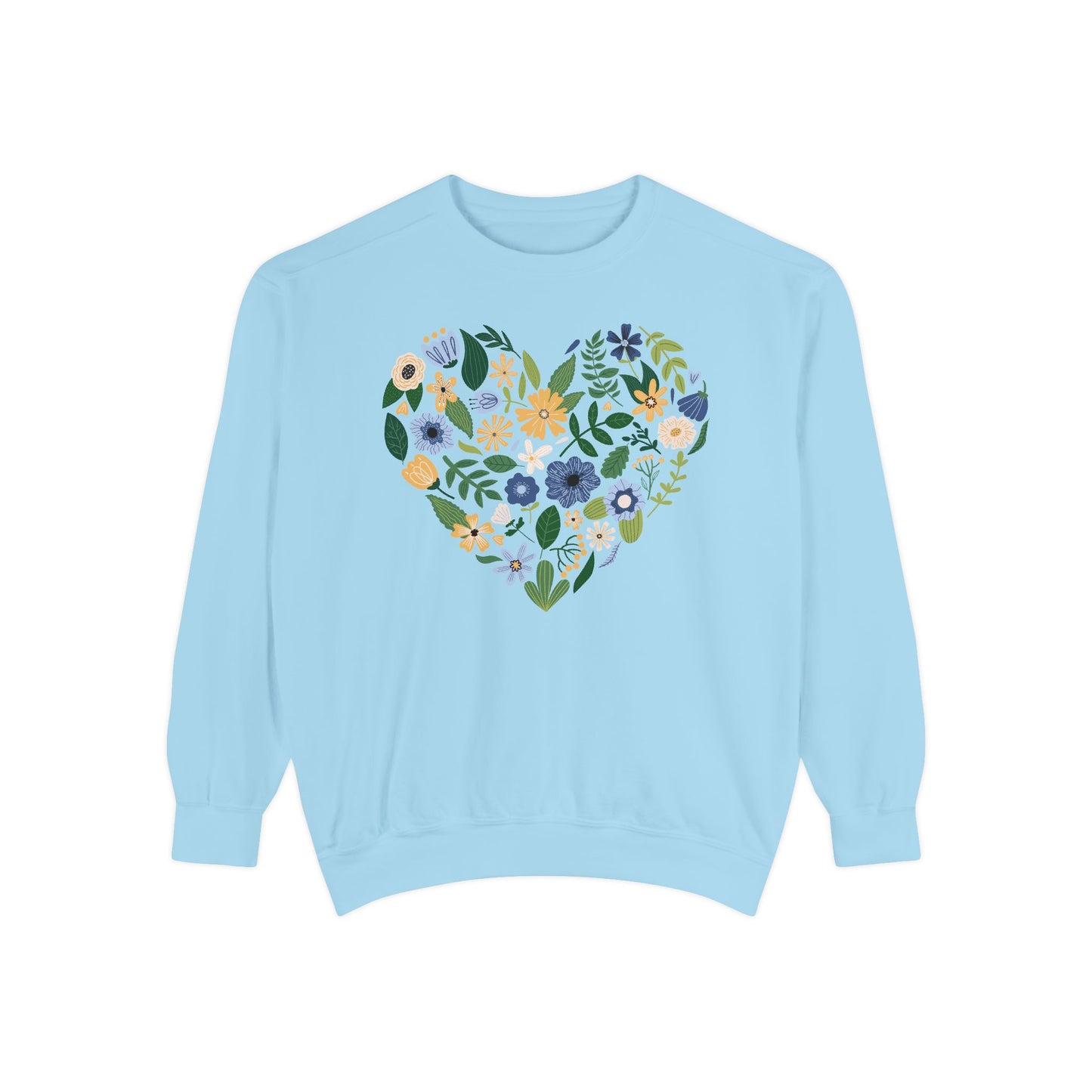 Blue Flowers Heart - Comfort Colors Sweatshirt