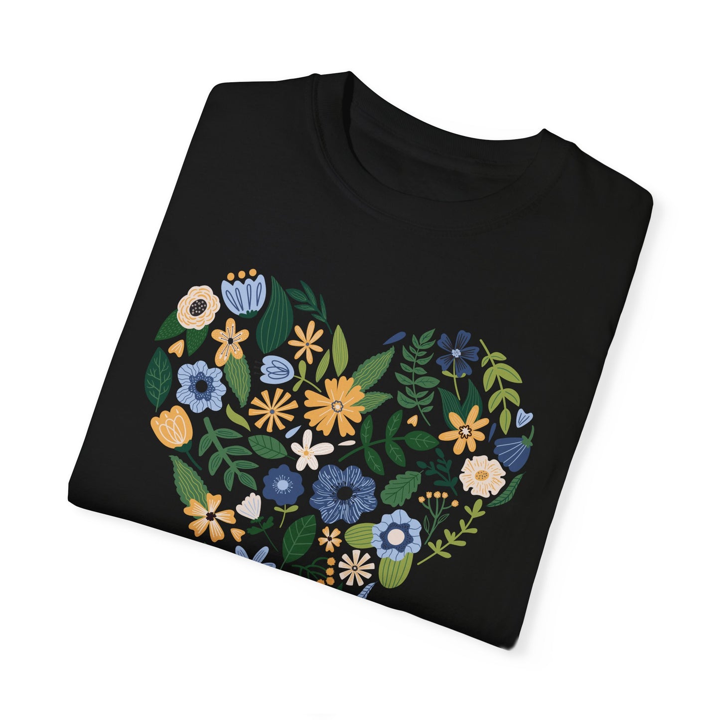 Blue Flowers Heart - Comfort Colors Shirt