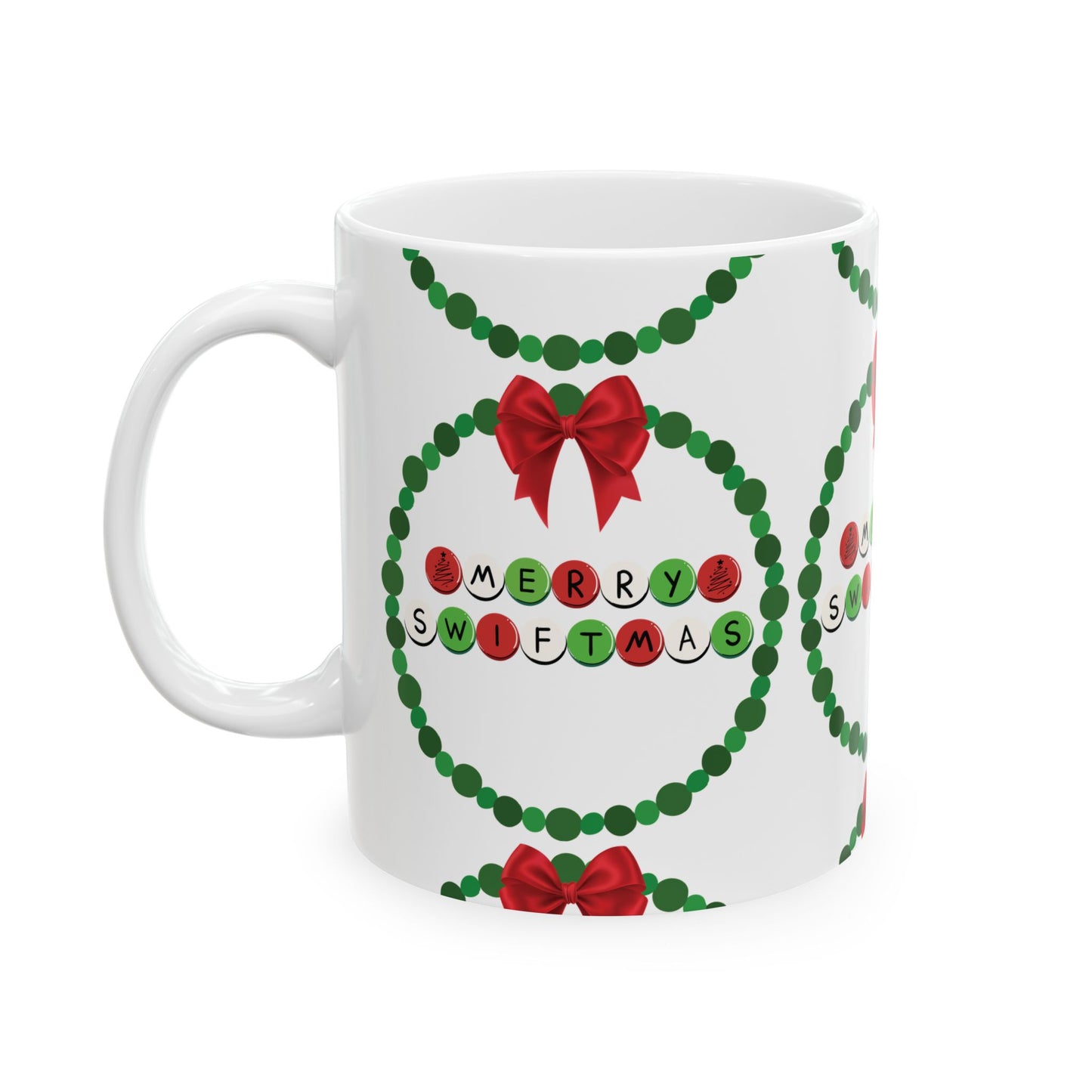Merry Swiftmas - Friendship Bracelet Wreath - Ceramic Mug, (11oz, 15oz)