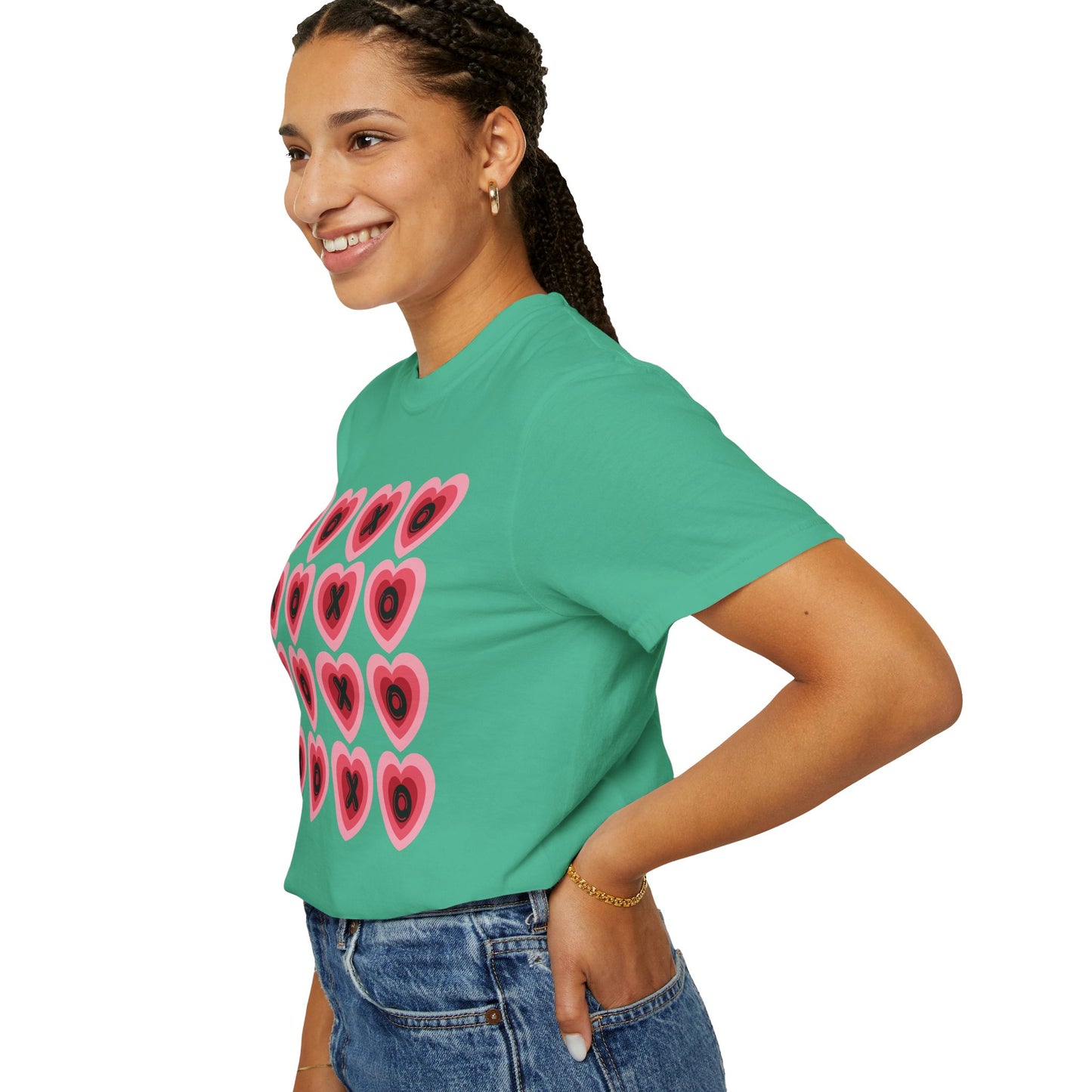 Retro Heart X's and O's - Comfort Colors Shirt