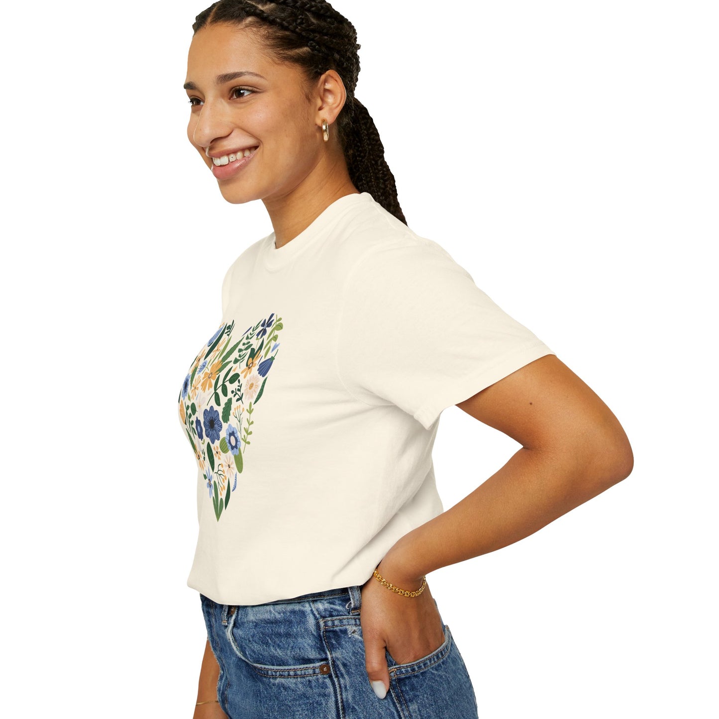 Blue Flowers Heart - Comfort Colors Shirt