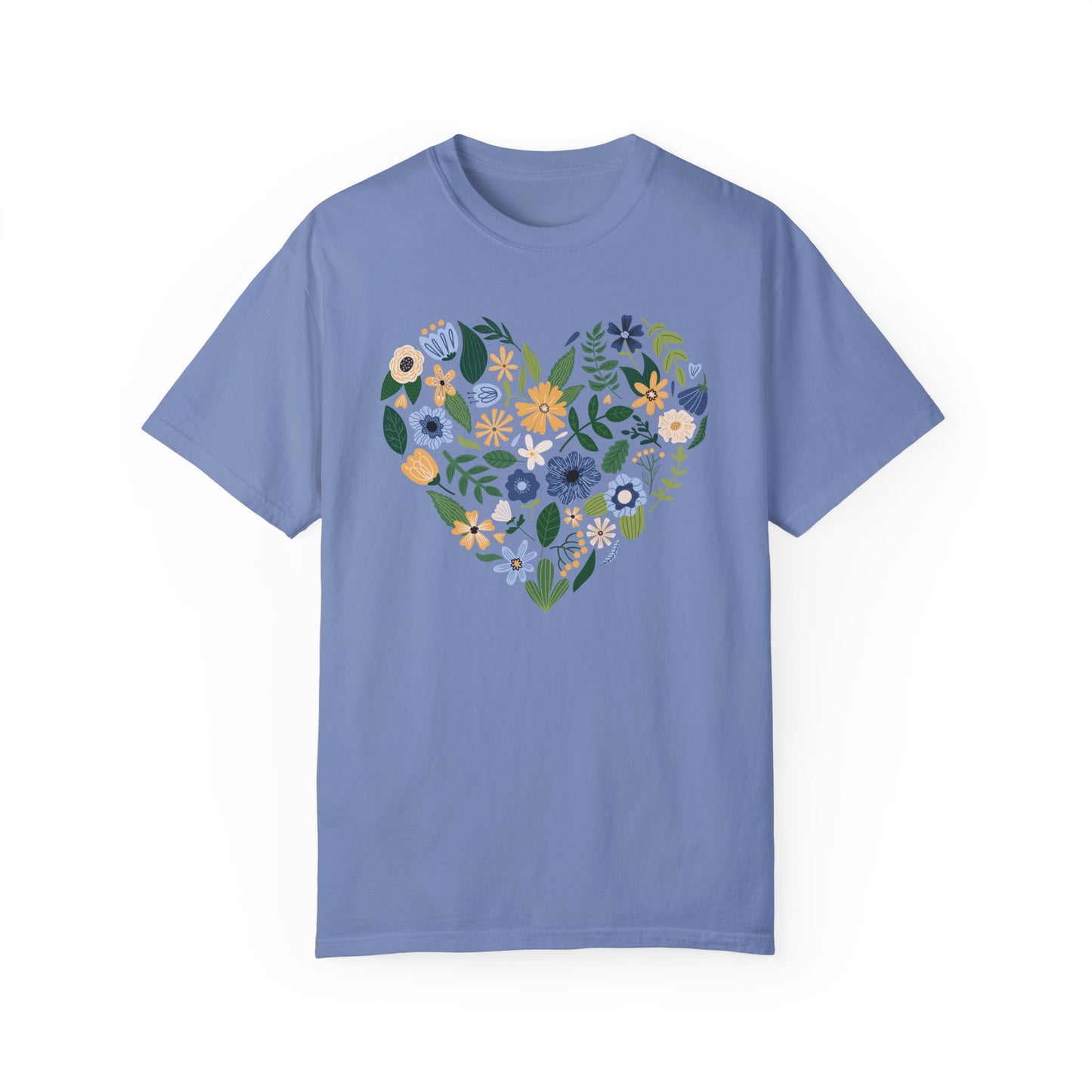 Blue Flowers Heart - Comfort Colors Shirt