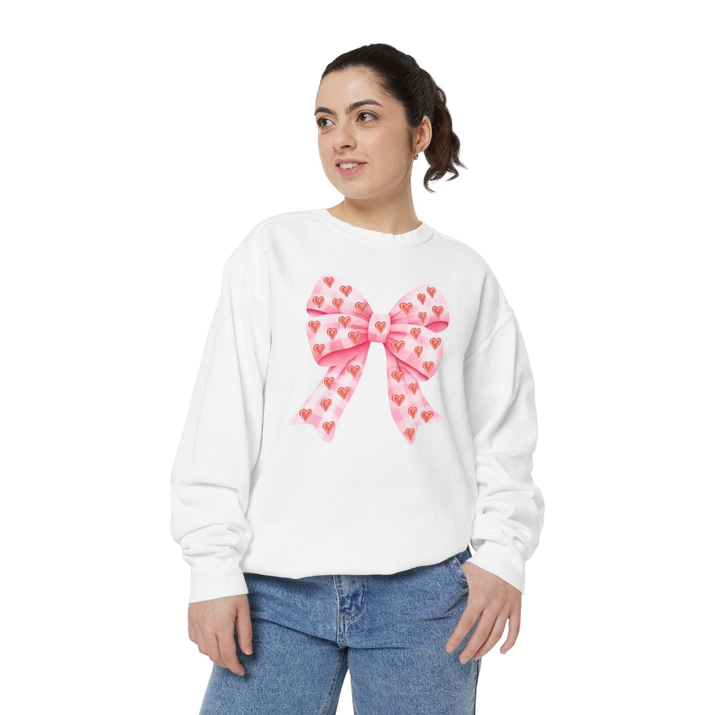 Pink Bow & Hearts - Comfort Colors Sweatshirt