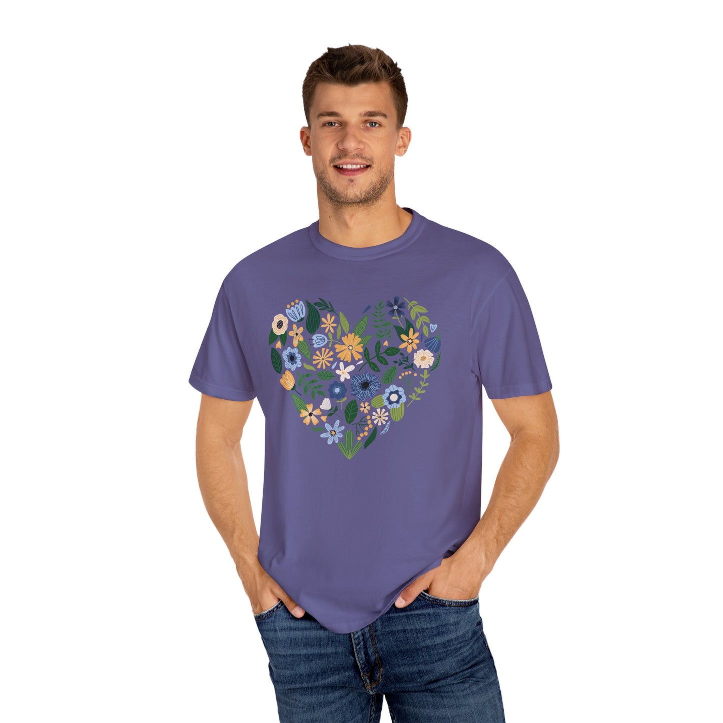 Blue Flowers Heart - Comfort Colors Shirt
