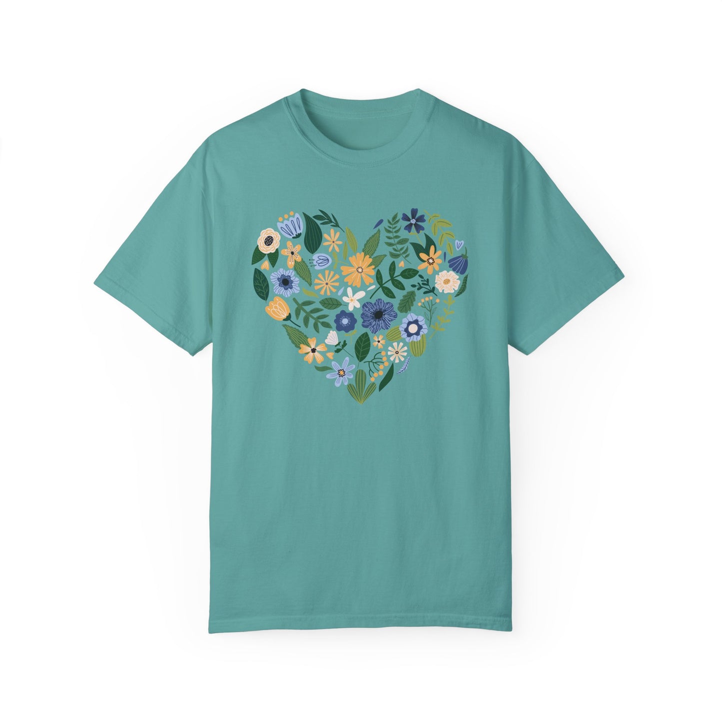 Blue Flowers Heart - Comfort Colors Shirt