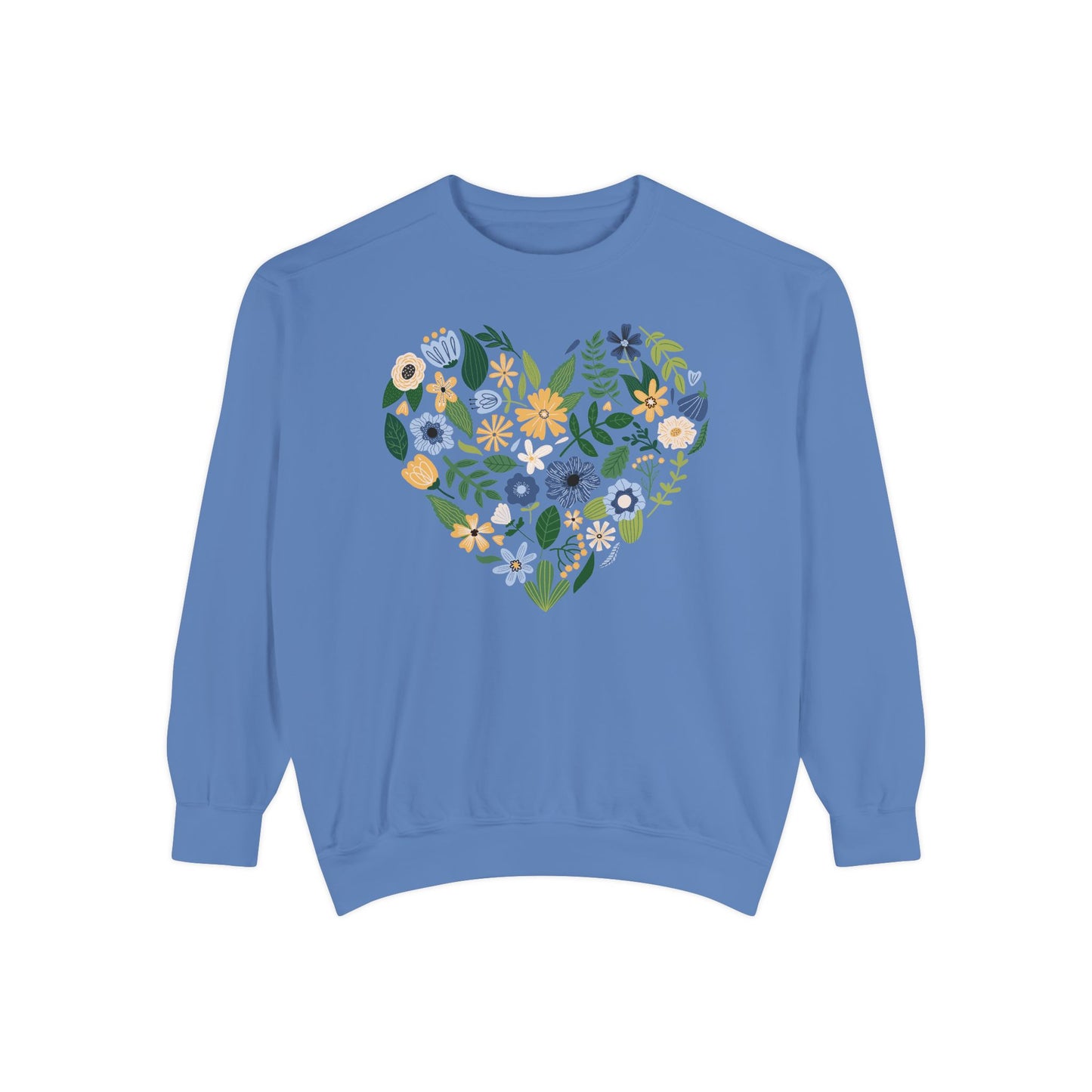 Blue Flowers Heart - Comfort Colors Sweatshirt
