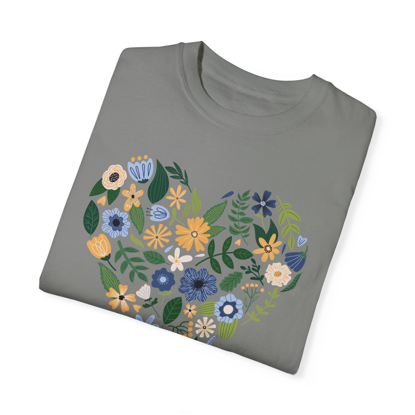 Blue Flowers Heart - Comfort Colors Shirt