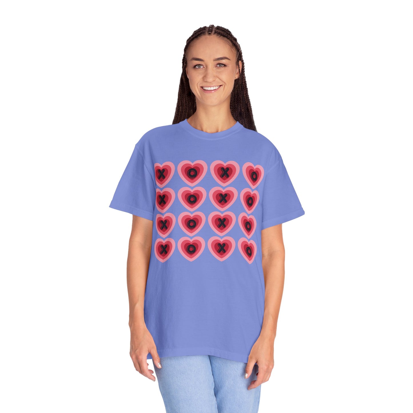 Retro Heart X's and O's - Comfort Colors Shirt