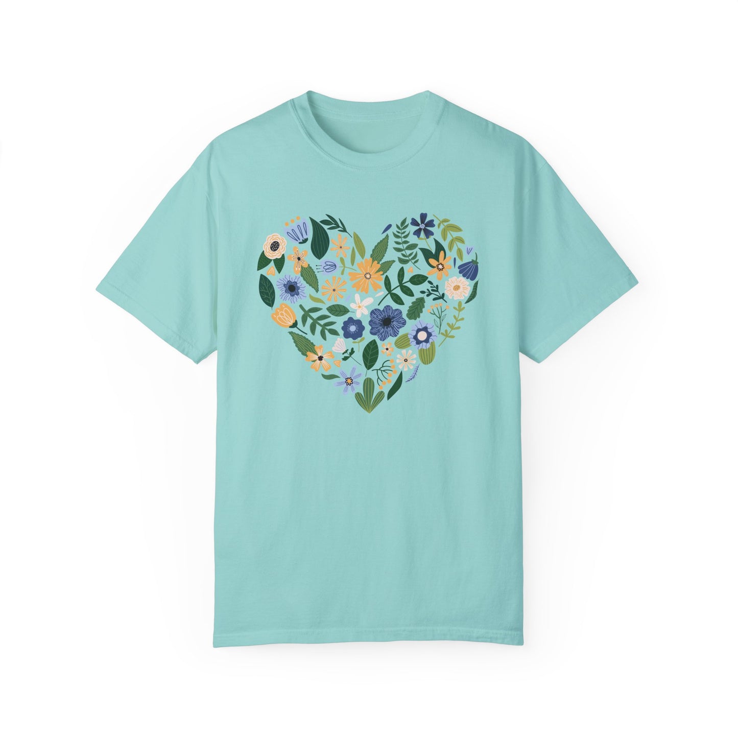 Blue Flowers Heart - Comfort Colors Shirt