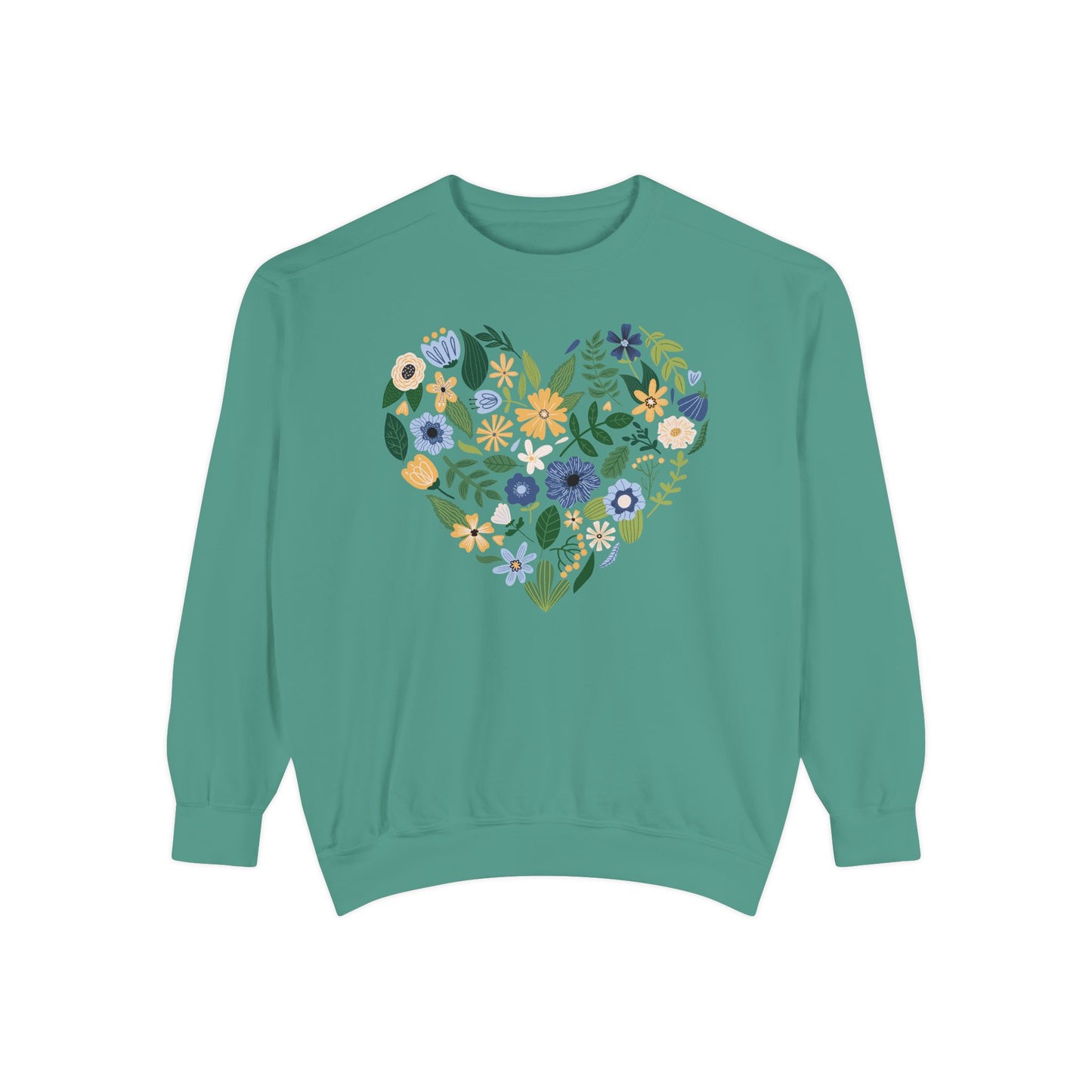 Blue Flowers Heart - Comfort Colors Sweatshirt
