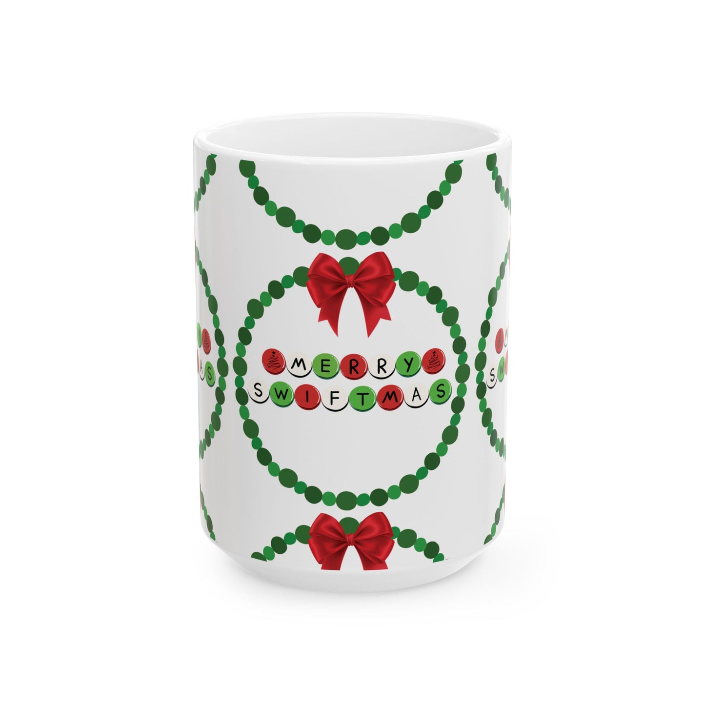 Merry Swiftmas - Friendship Bracelet Wreath - Ceramic Mug, (11oz, 15oz)