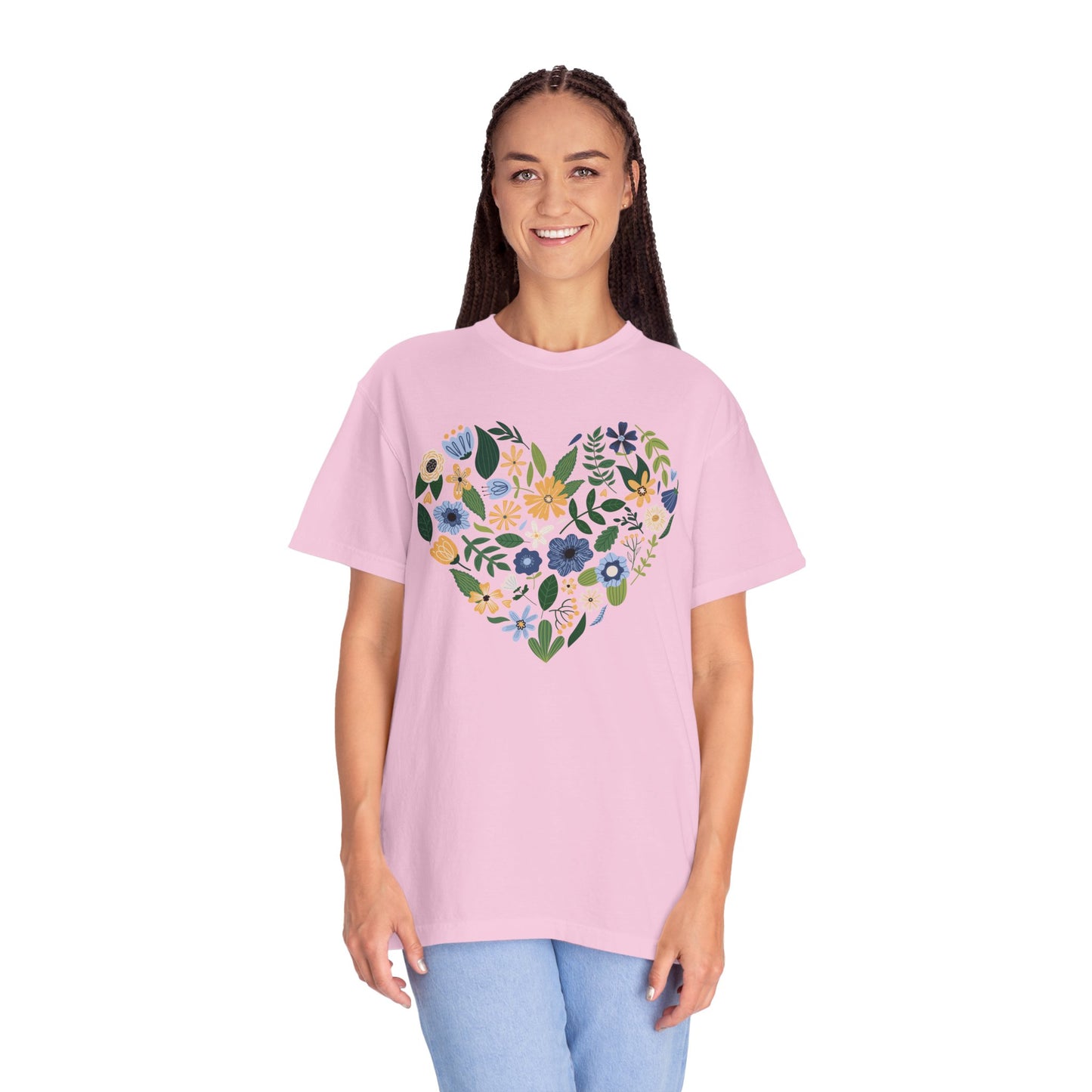 Blue Flowers Heart - Comfort Colors Shirt