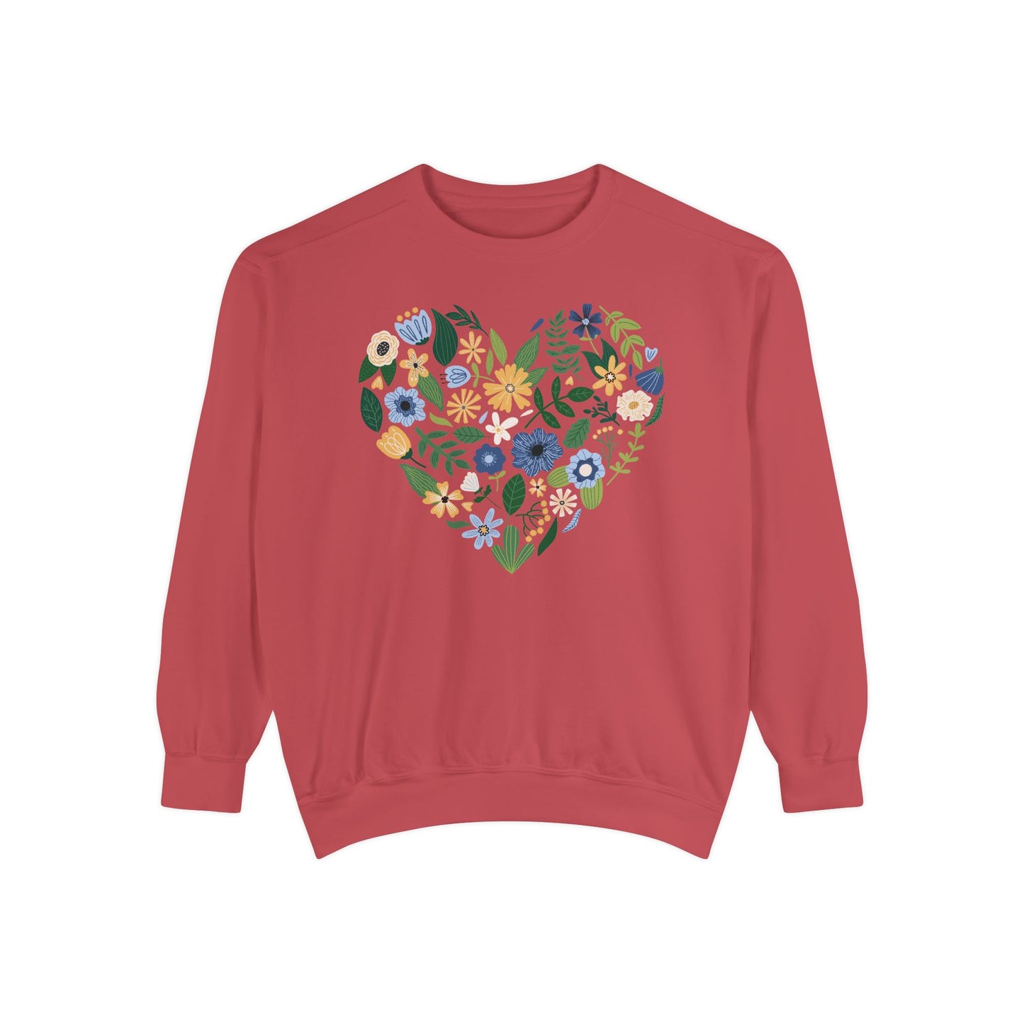 Blue Flowers Heart - Comfort Colors Sweatshirt