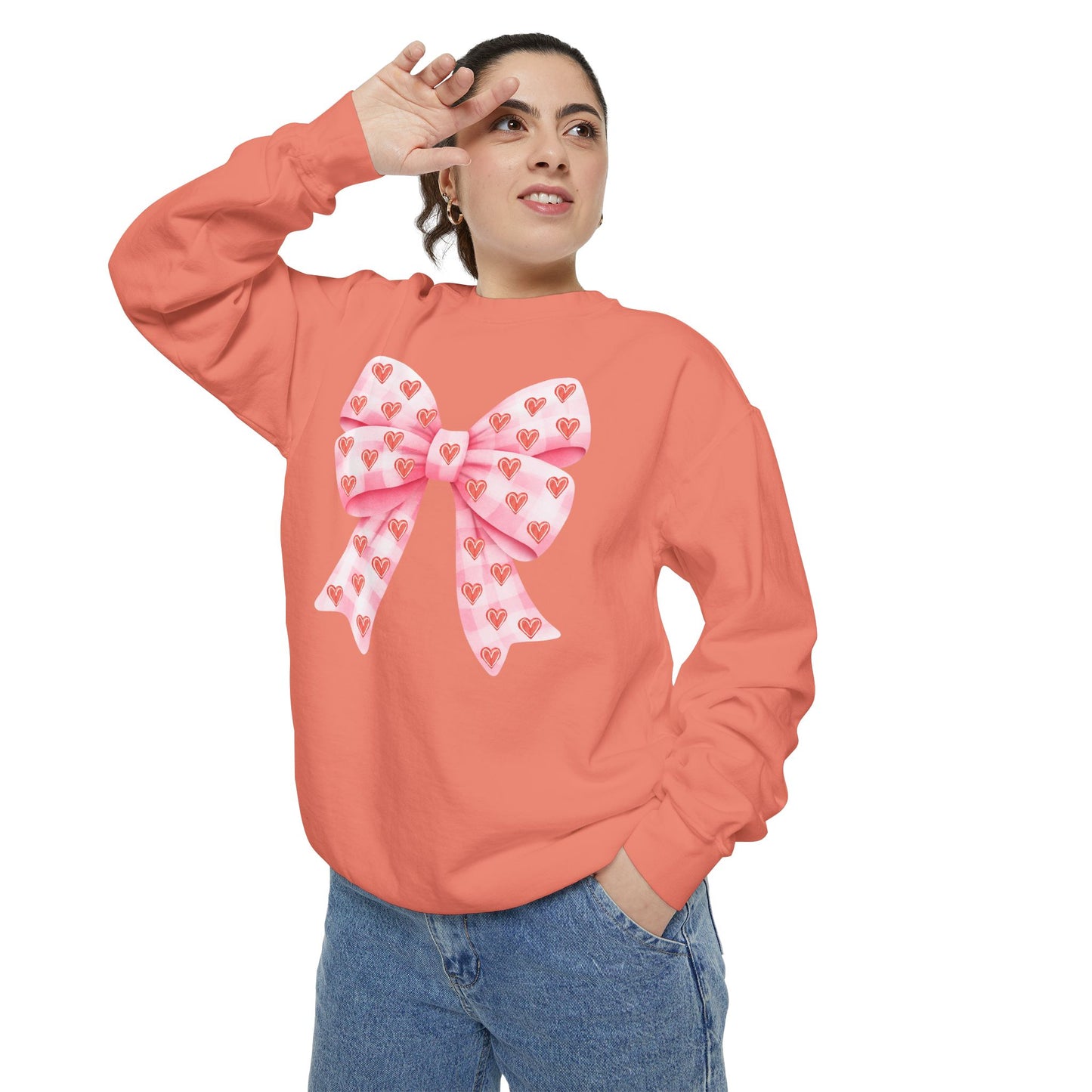 Pink Bow & Hearts - Comfort Colors Sweatshirt