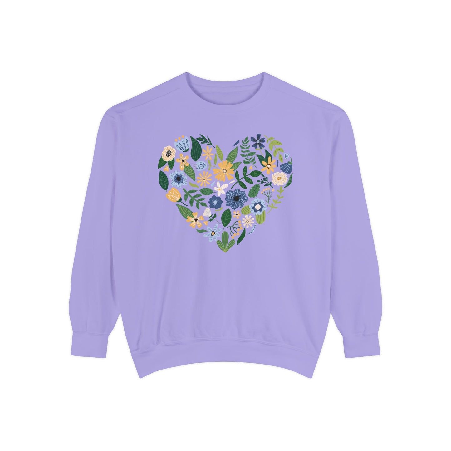 Blue Flowers Heart - Comfort Colors Sweatshirt