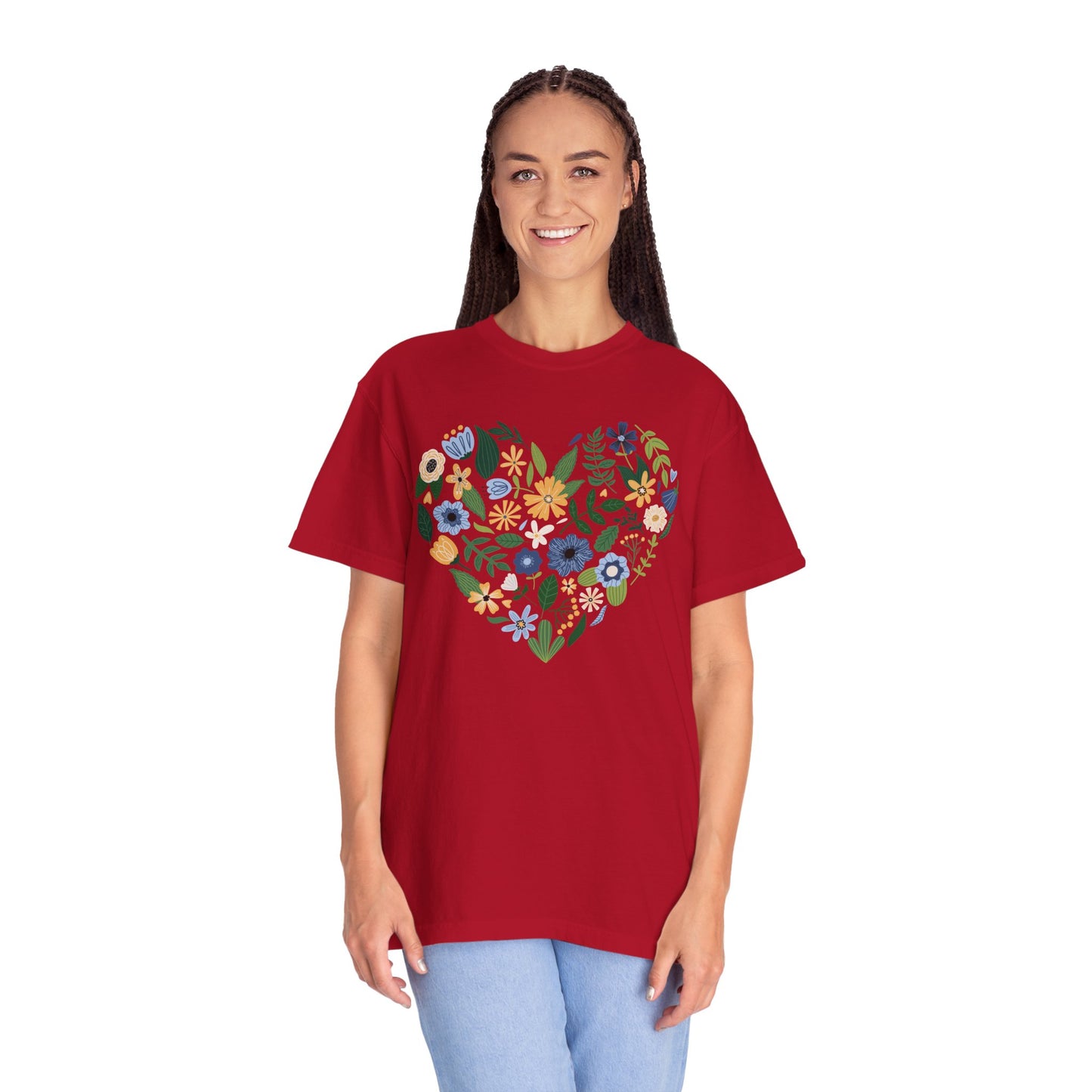 Blue Flowers Heart - Comfort Colors Shirt
