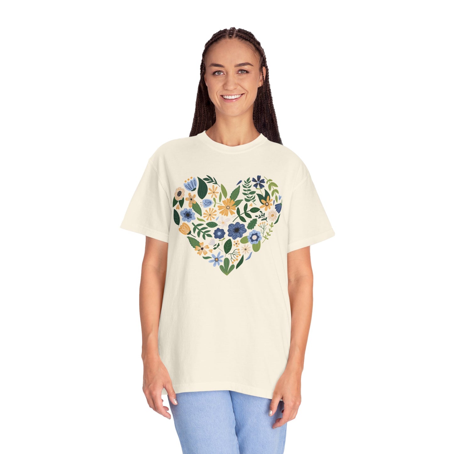 Blue Flowers Heart - Comfort Colors Shirt