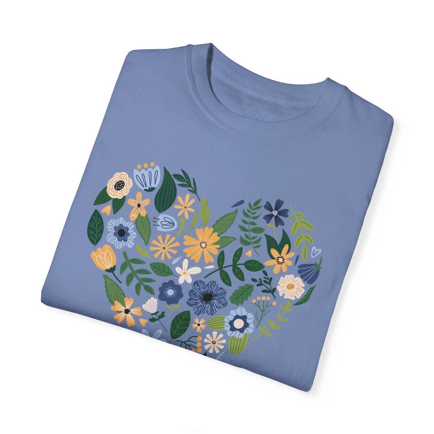 Blue Flowers Heart - Comfort Colors Shirt