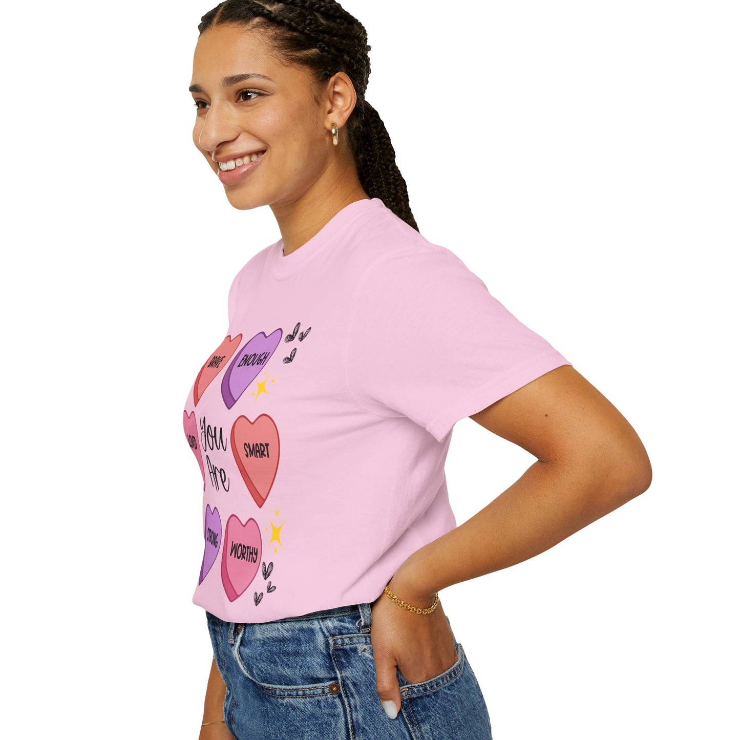 Candy Heart Affirmations - Comfort Colors Shirt