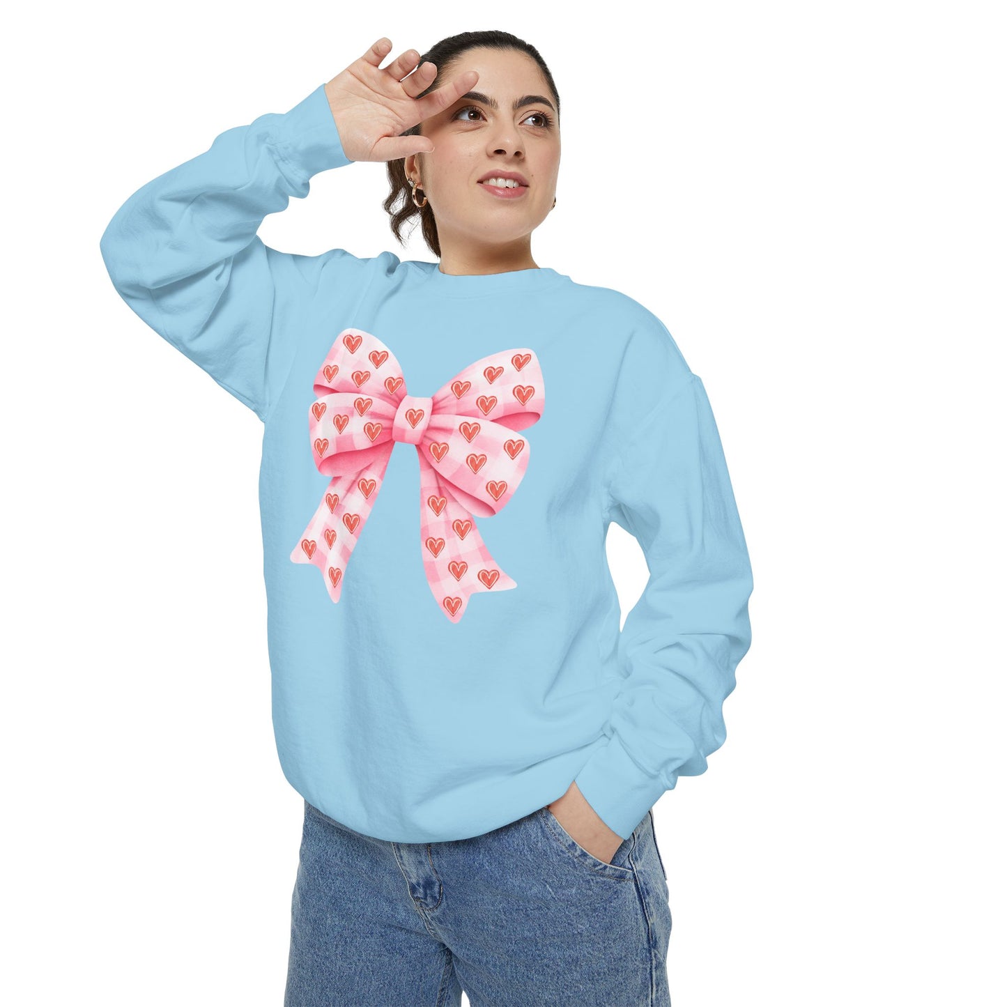 Pink Bow & Hearts - Comfort Colors Sweatshirt