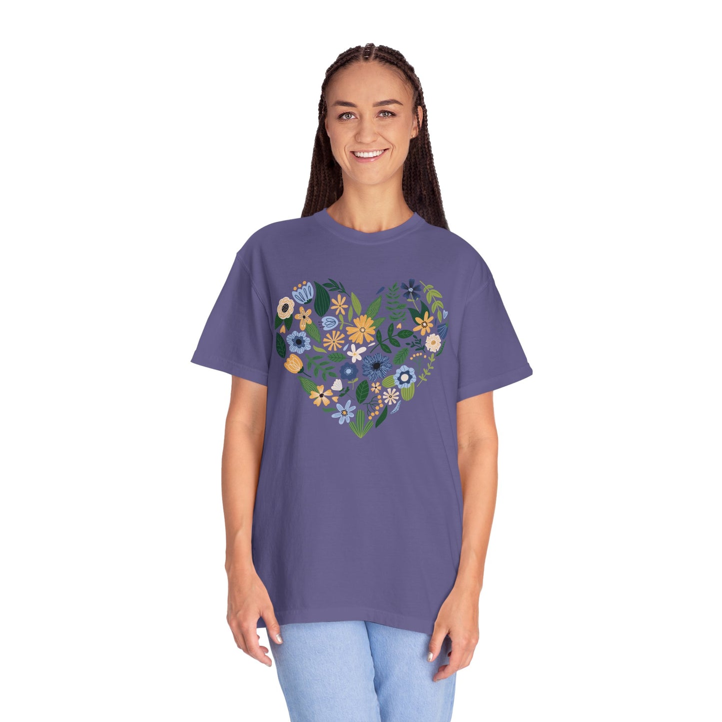 Blue Flowers Heart - Comfort Colors Shirt