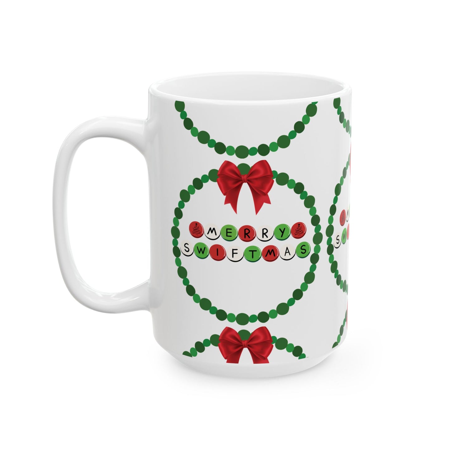 Merry Swiftmas - Friendship Bracelet Wreath - Ceramic Mug, (11oz, 15oz)