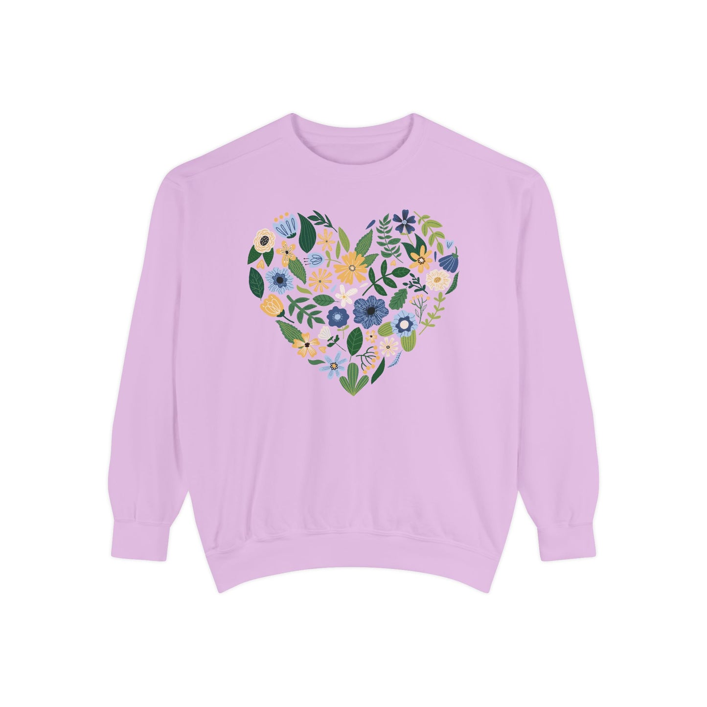 Blue Flowers Heart - Comfort Colors Sweatshirt