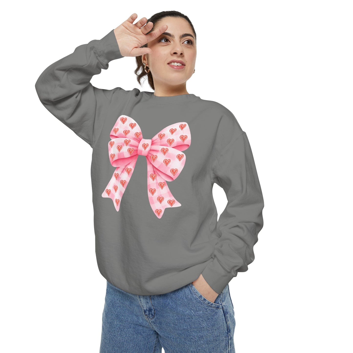 Pink Bow & Hearts - Comfort Colors Sweatshirt