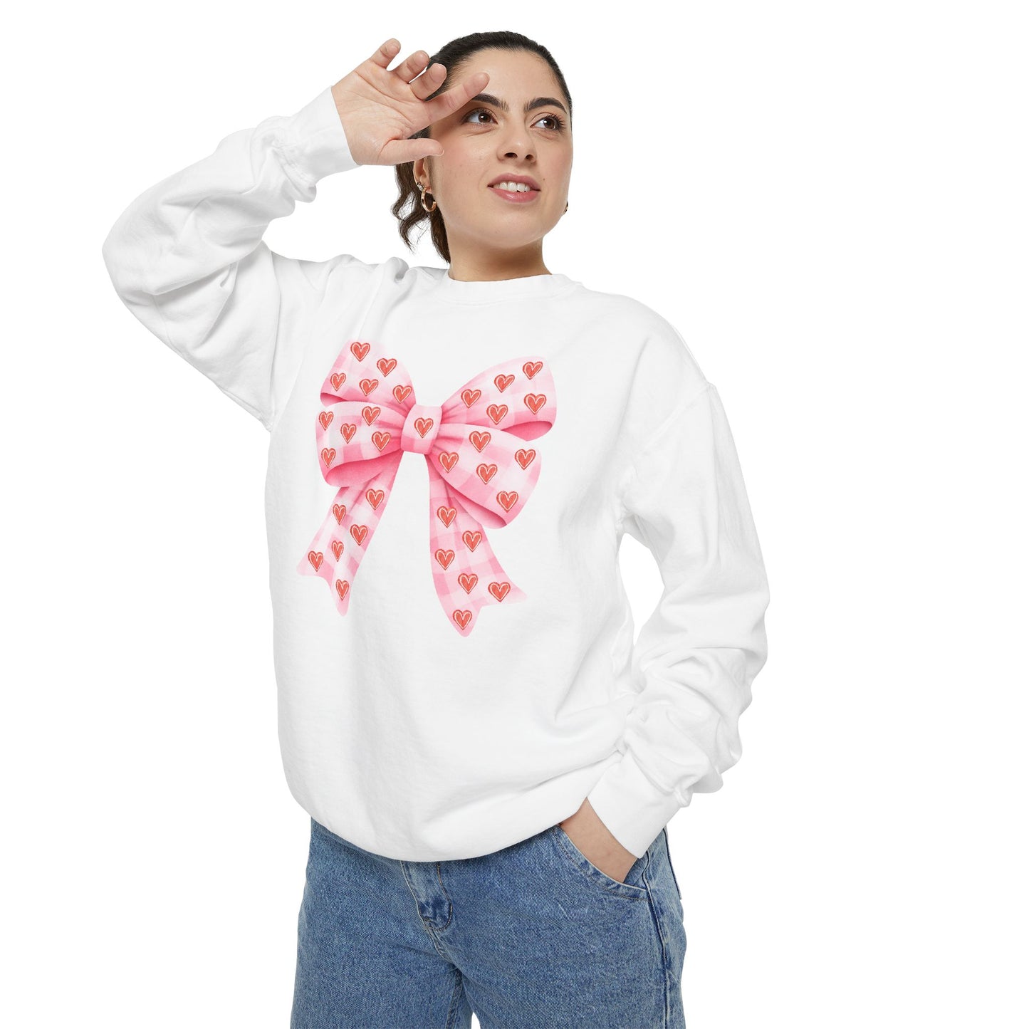 Pink Bow & Hearts - Comfort Colors Sweatshirt