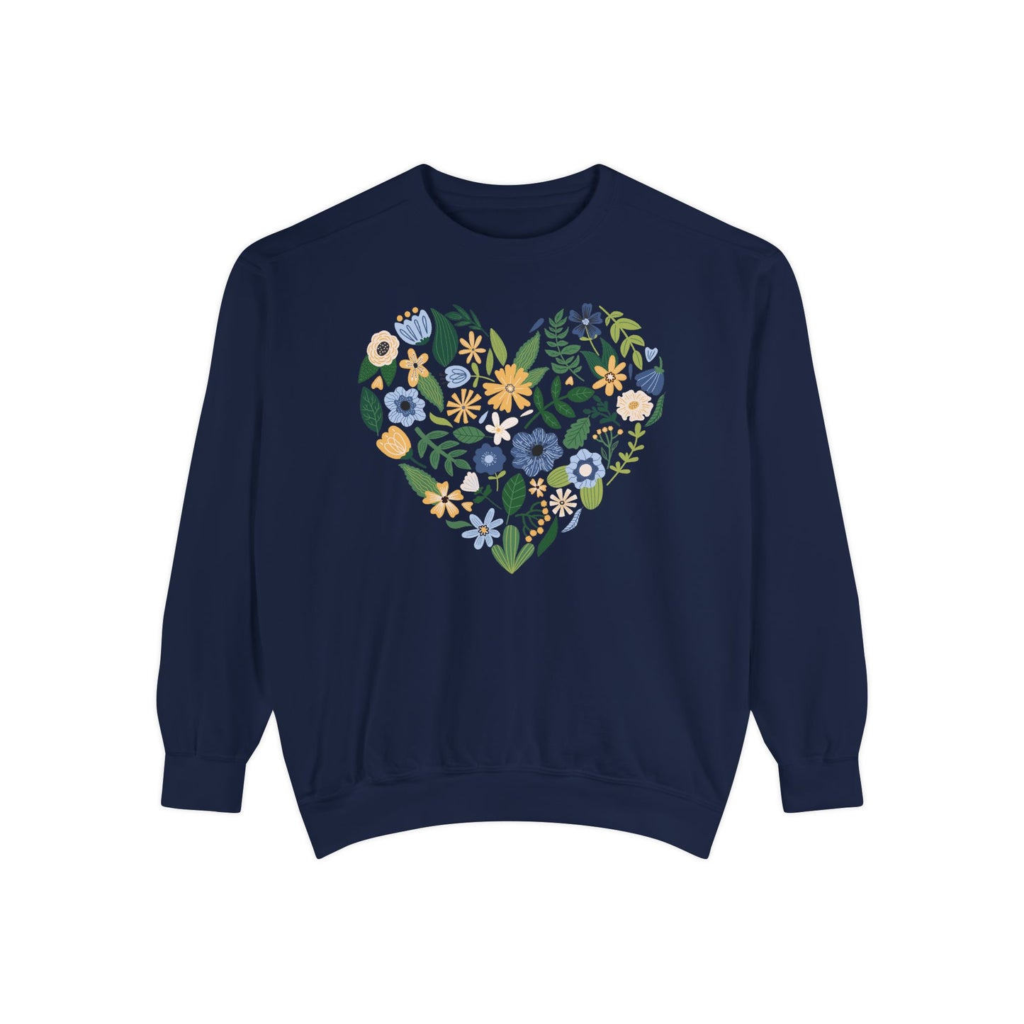 Blue Flowers Heart - Comfort Colors Sweatshirt