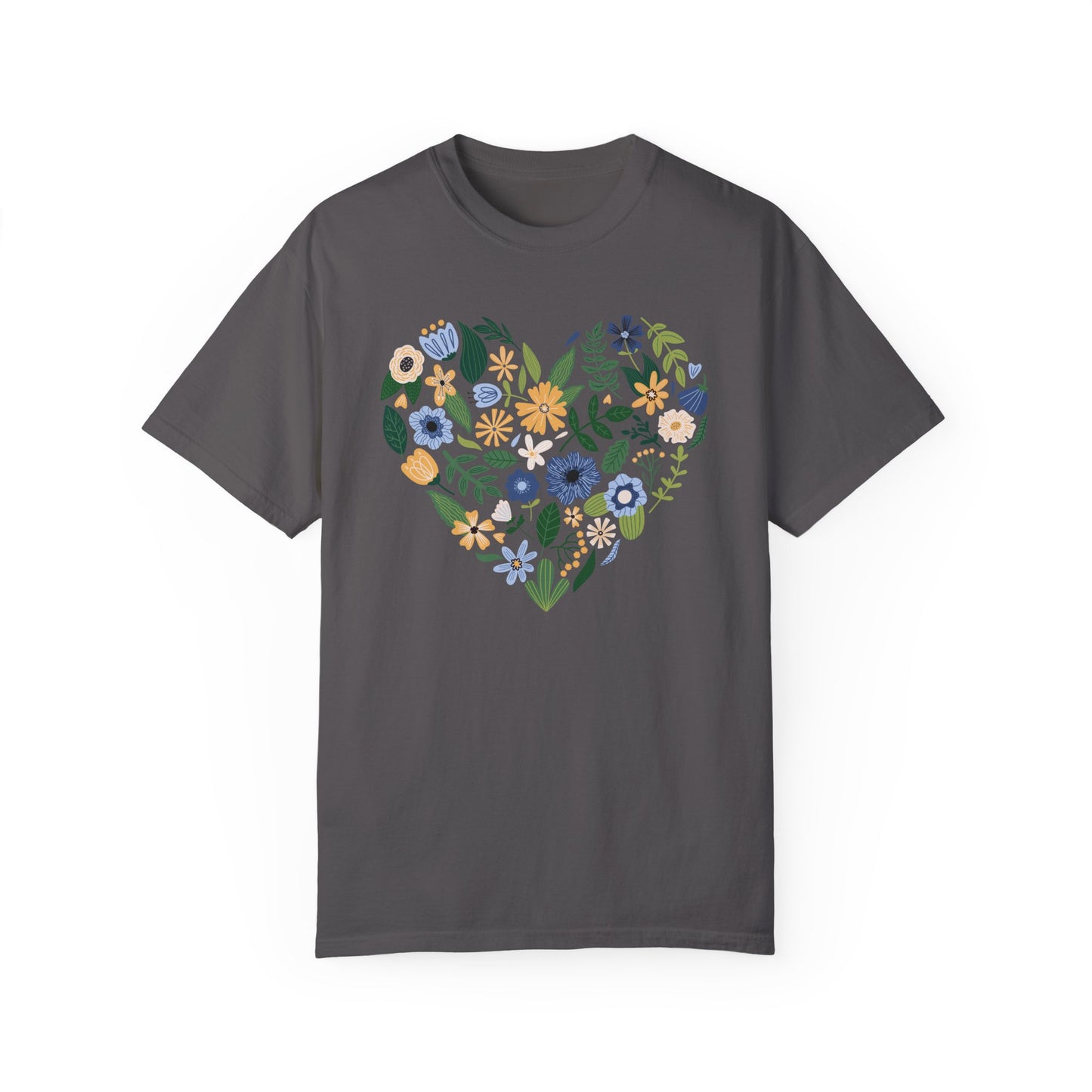 Blue Flowers Heart - Comfort Colors Shirt