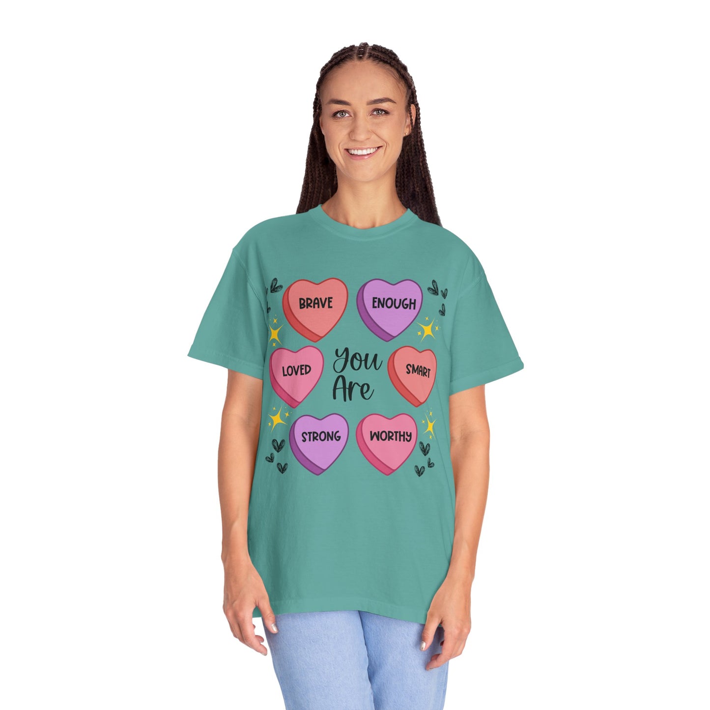 Candy Heart Affirmations - Comfort Colors Shirt