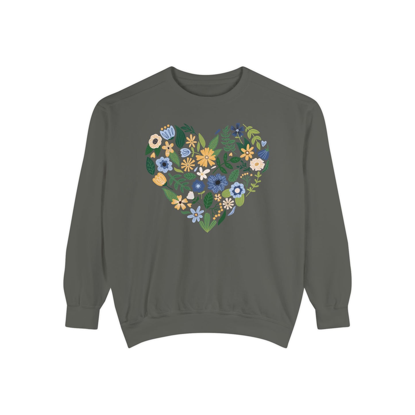 Blue Flowers Heart - Comfort Colors Sweatshirt