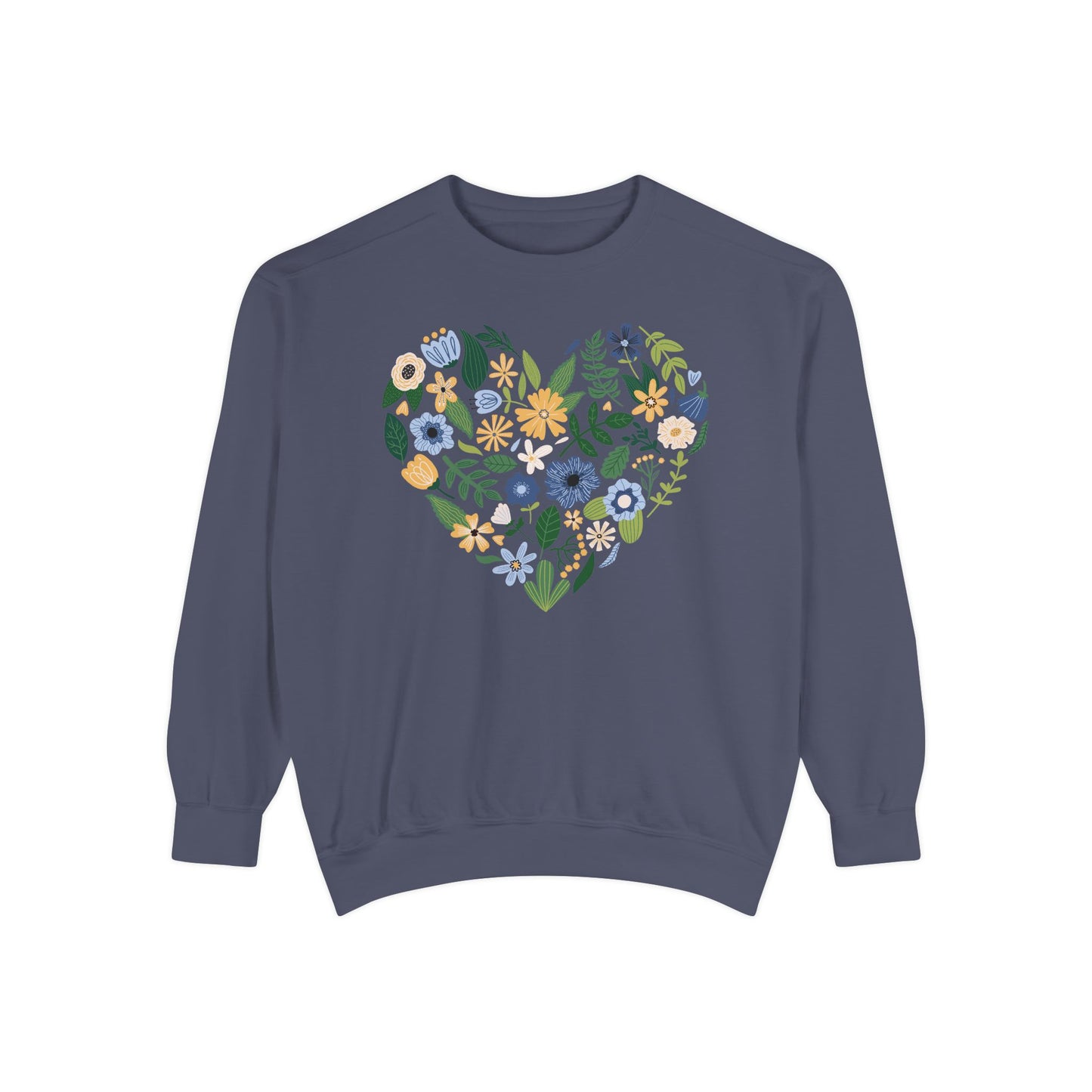 Blue Flowers Heart - Comfort Colors Sweatshirt