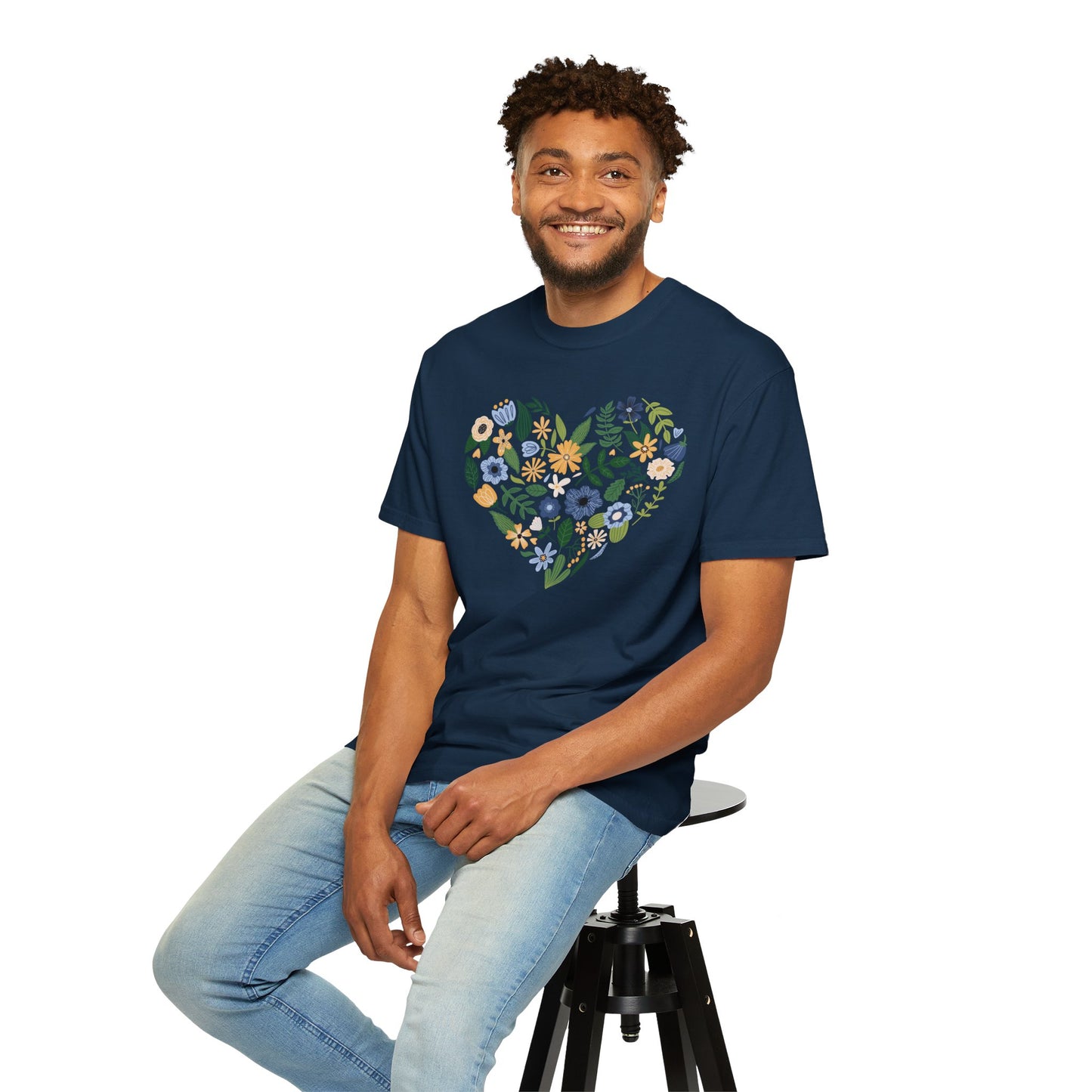 Blue Flowers Heart - Comfort Colors Shirt