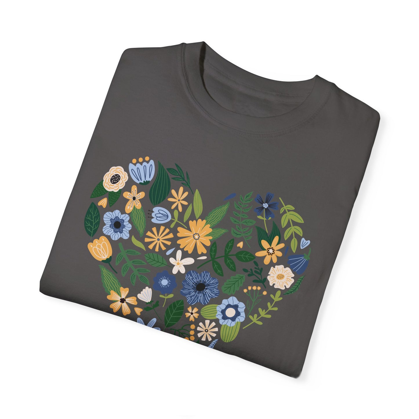 Blue Flowers Heart - Comfort Colors Shirt