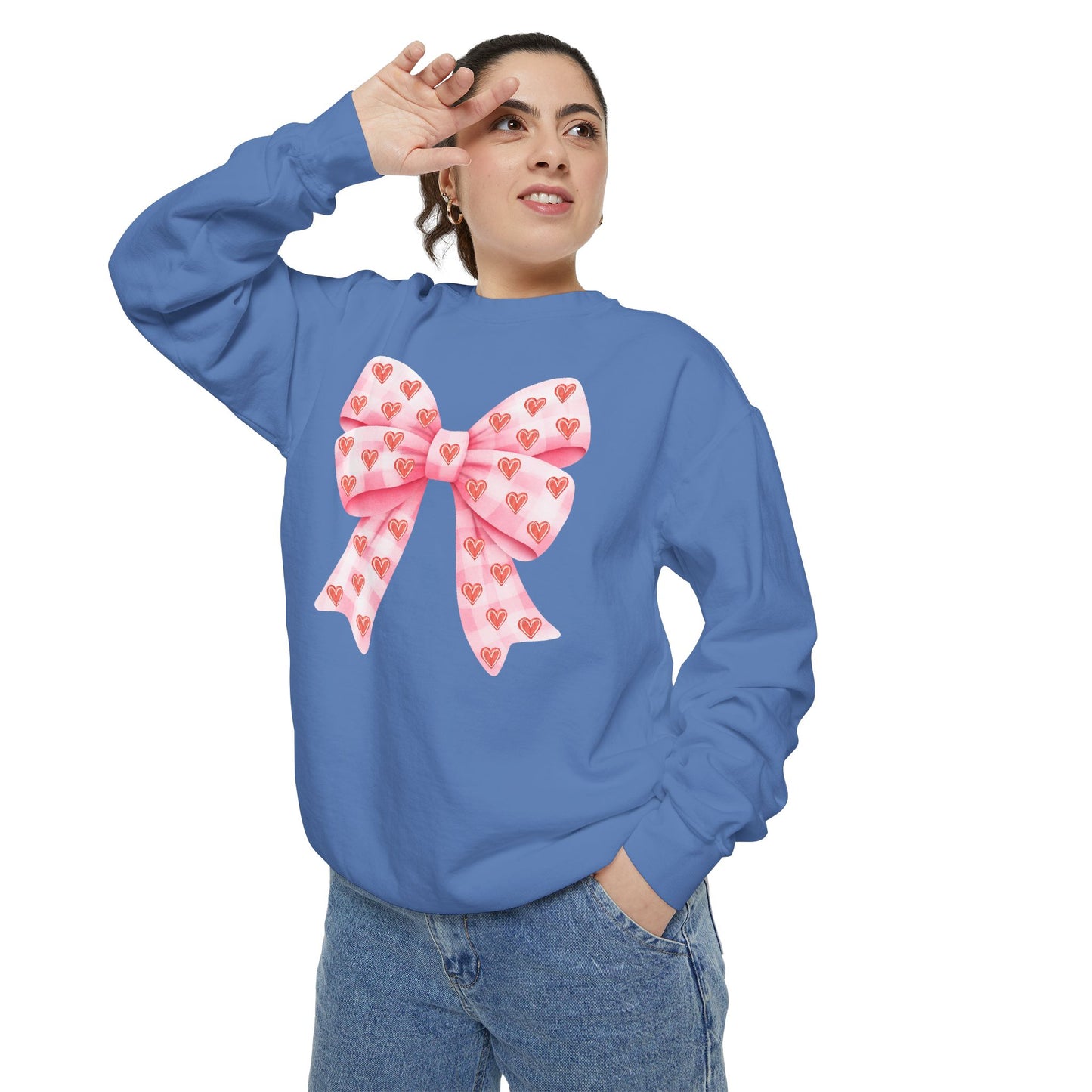 Pink Bow & Hearts - Comfort Colors Sweatshirt