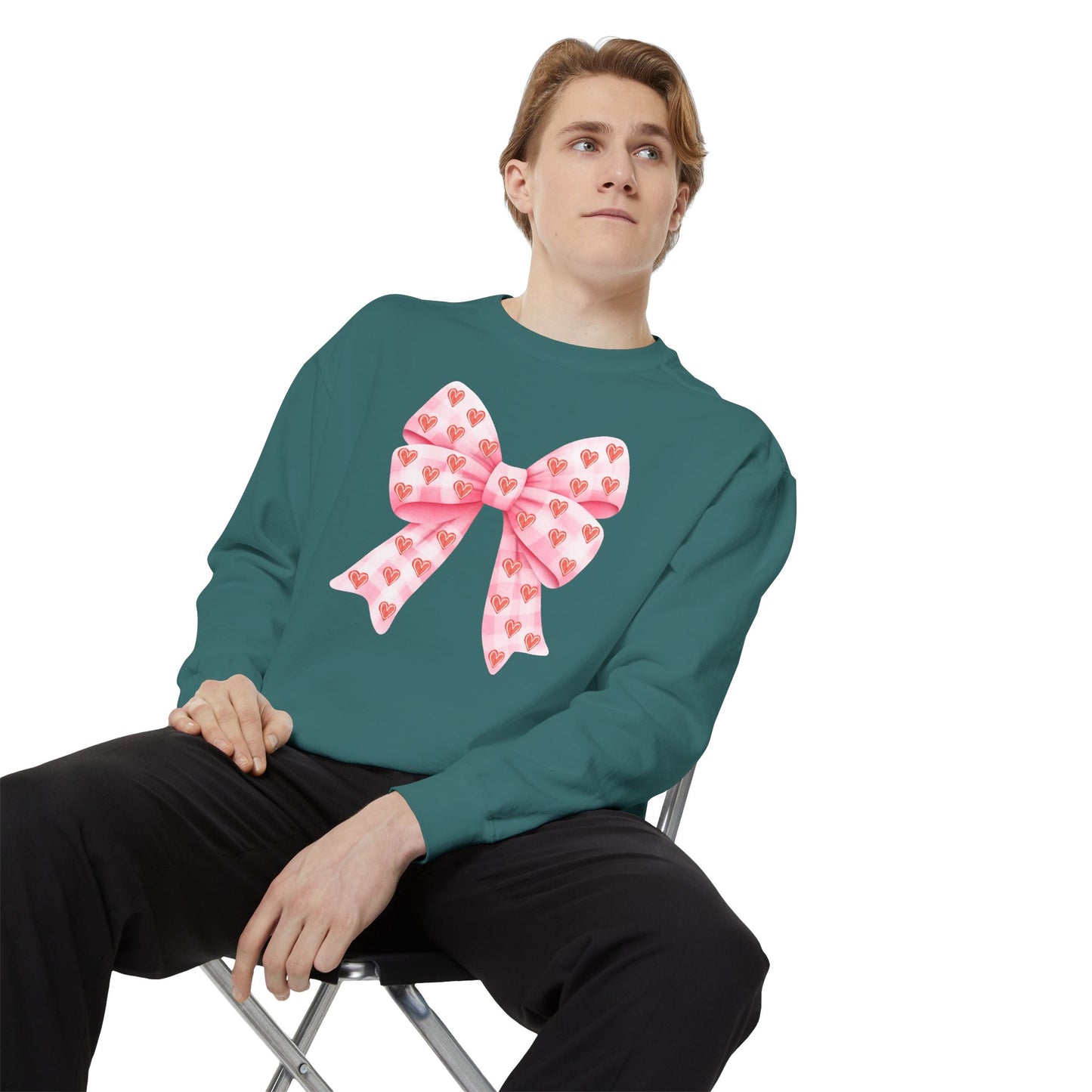 Pink Bow & Hearts - Comfort Colors Sweatshirt