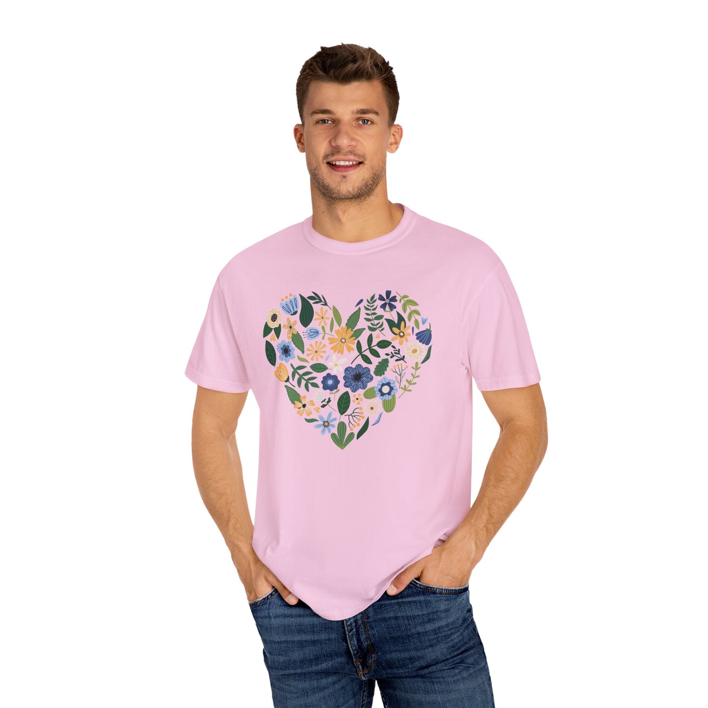 Blue Flowers Heart - Comfort Colors Shirt