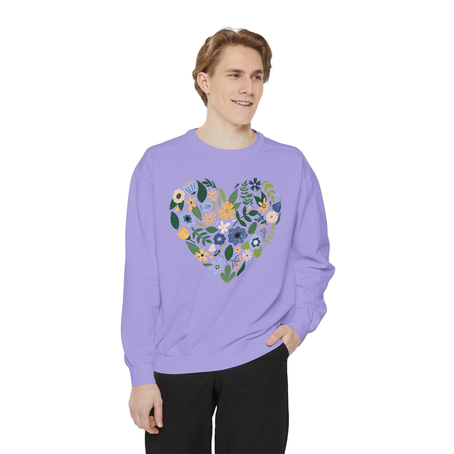 Blue Flowers Heart - Comfort Colors Sweatshirt