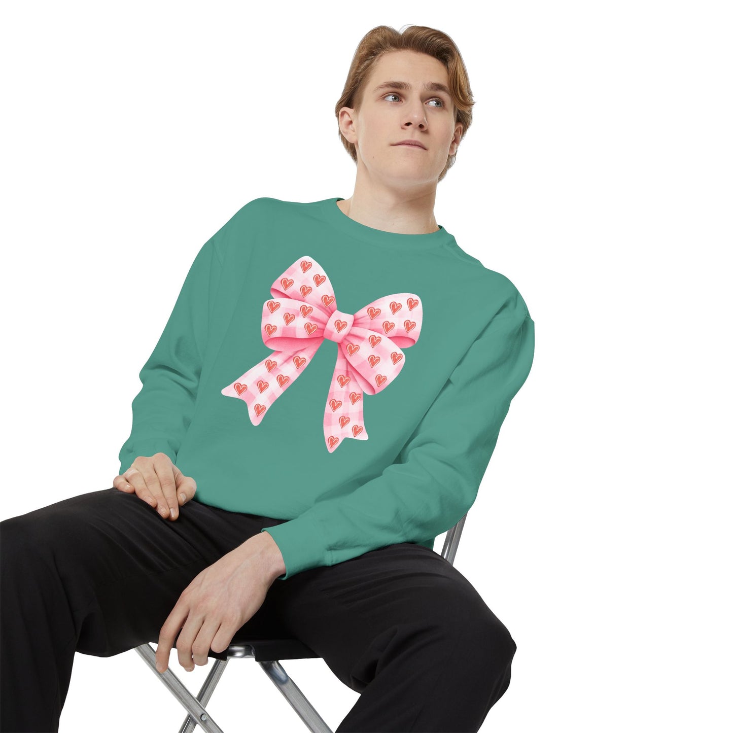 Pink Bow & Hearts - Comfort Colors Sweatshirt