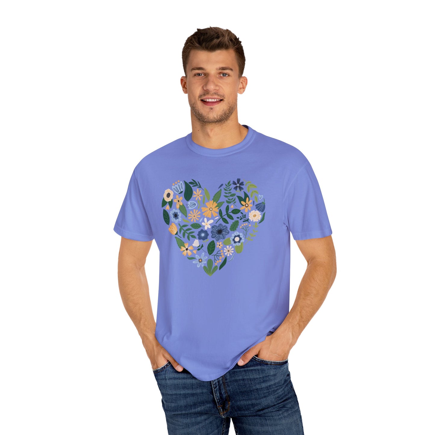 Blue Flowers Heart - Comfort Colors Shirt