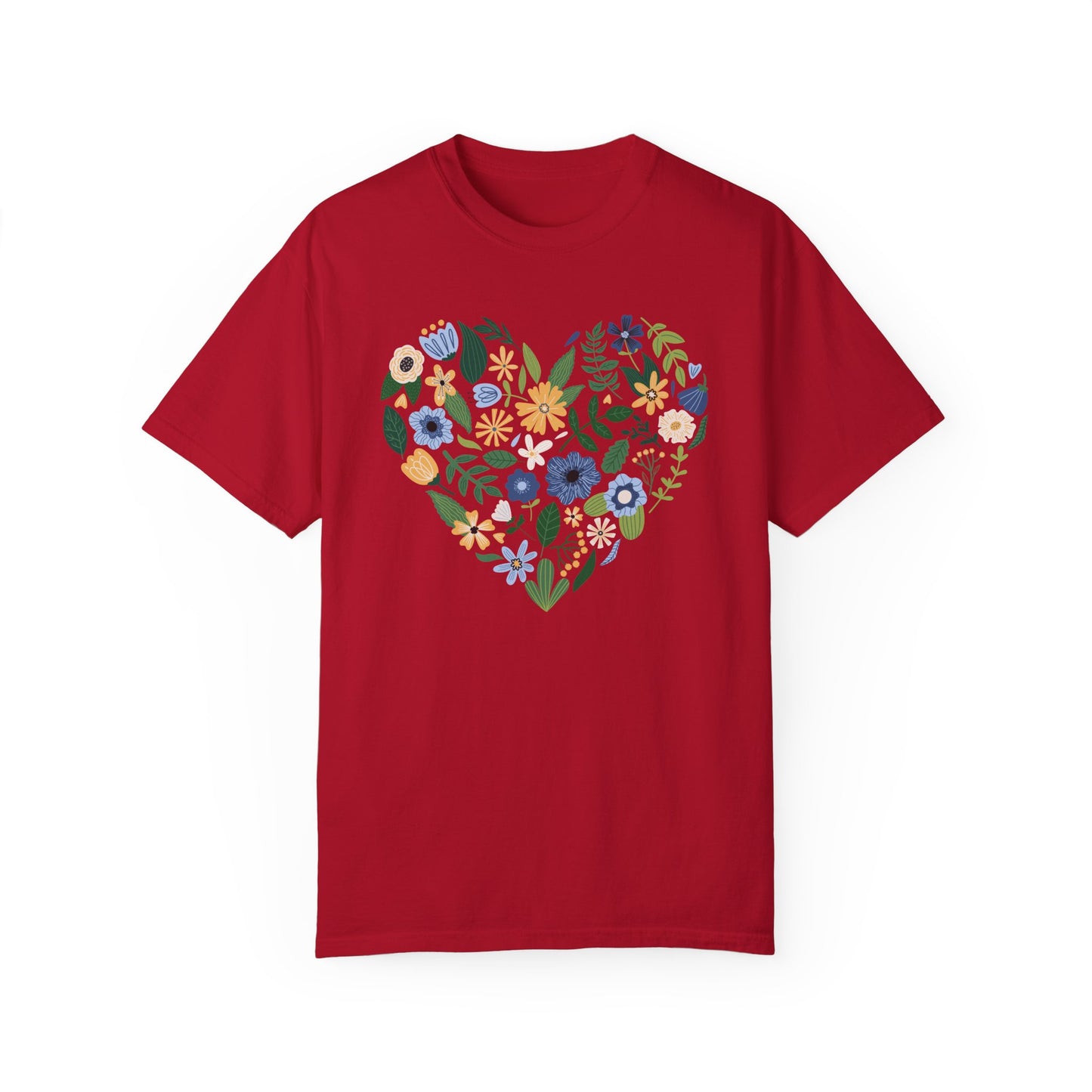 Blue Flowers Heart - Comfort Colors Shirt