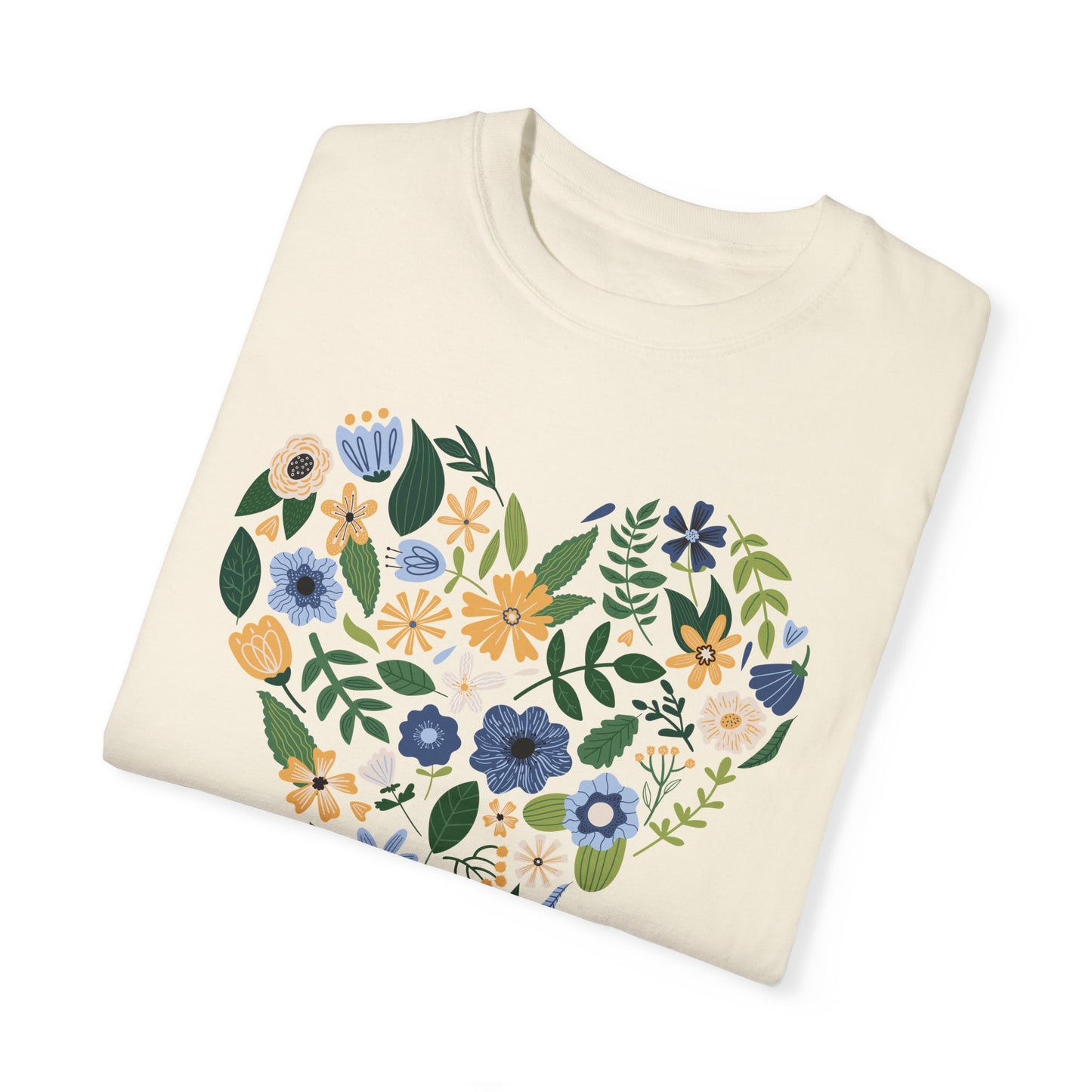 Blue Flowers Heart - Comfort Colors Shirt