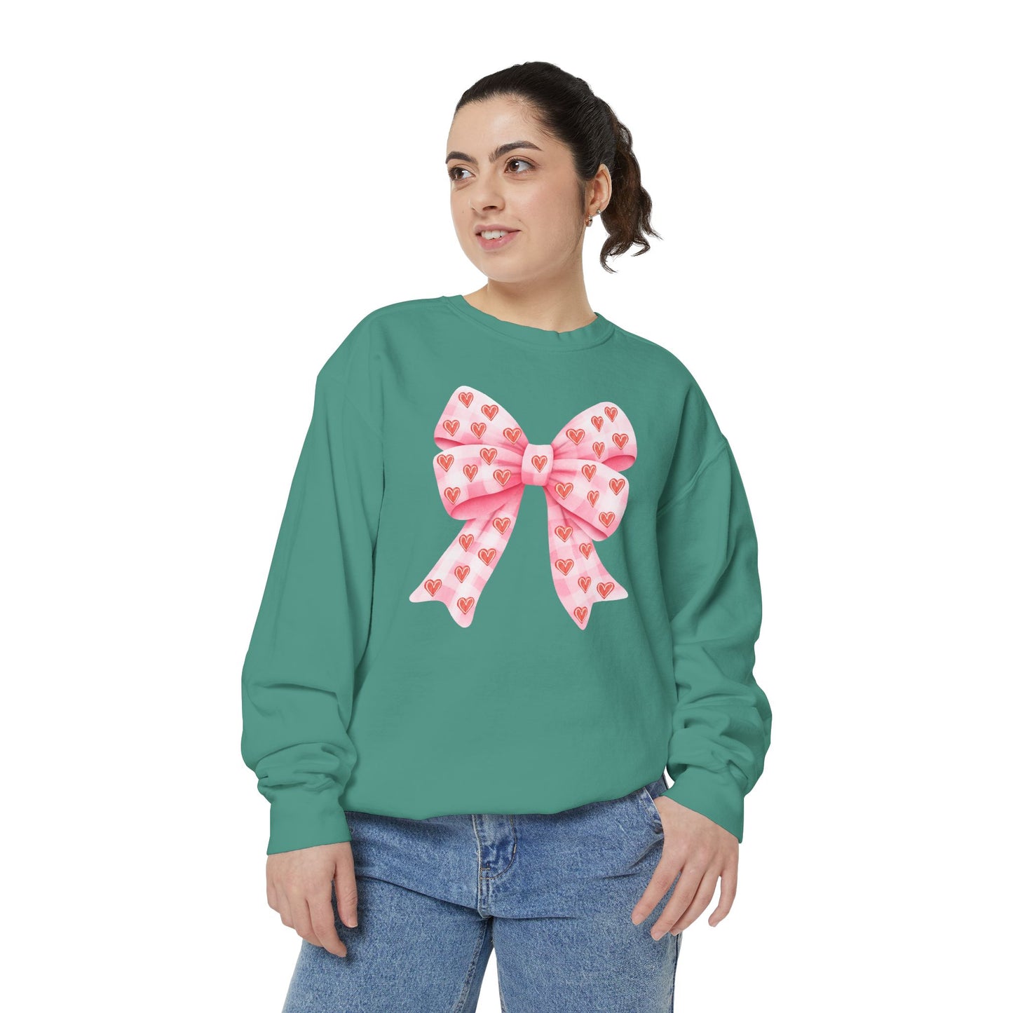 Pink Bow & Hearts - Comfort Colors Sweatshirt