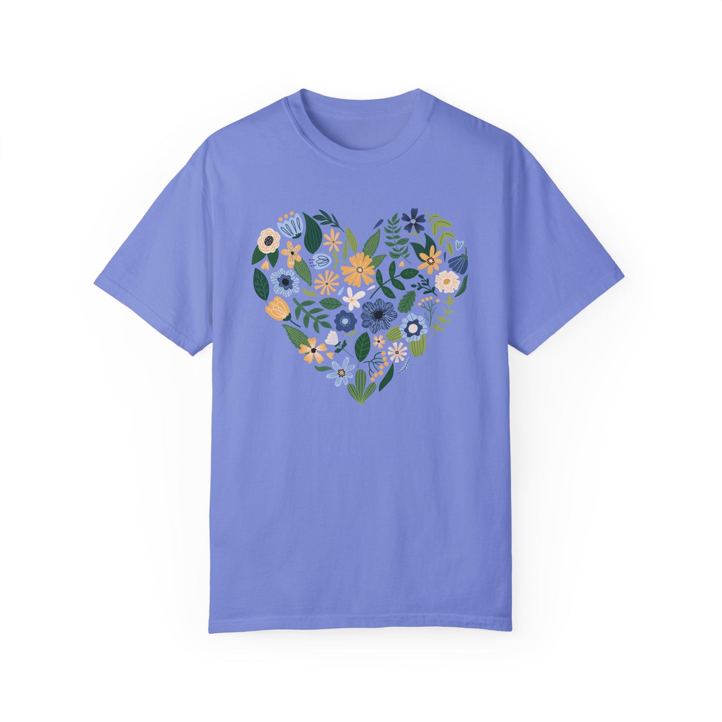 Blue Flowers Heart - Comfort Colors Shirt